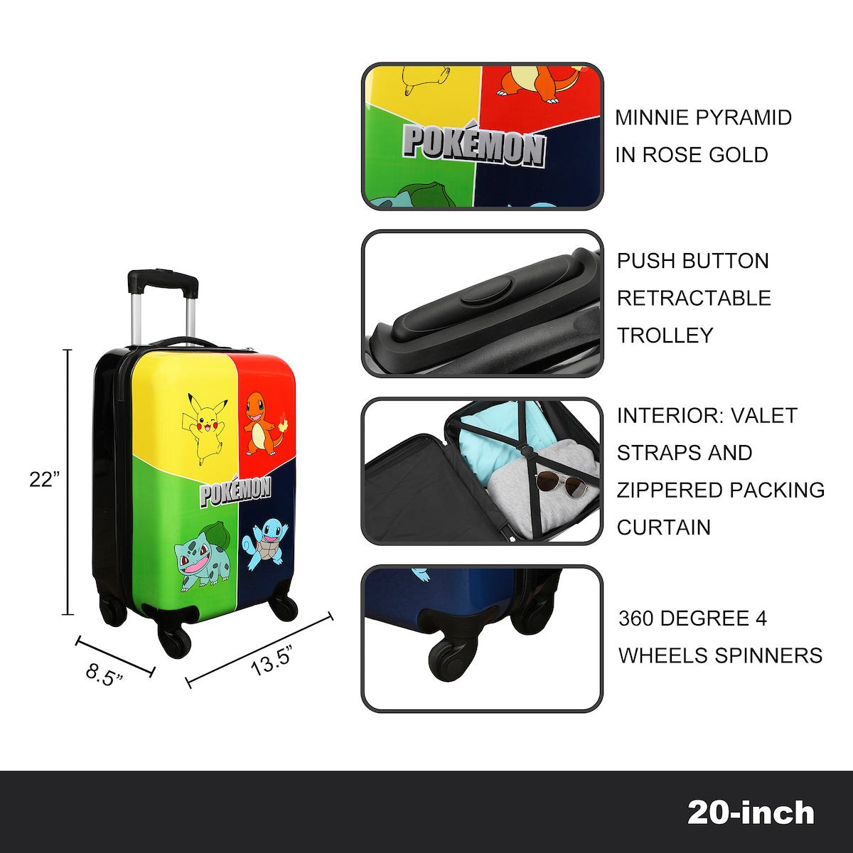 Pokémon Character Types 20" rolling luggage