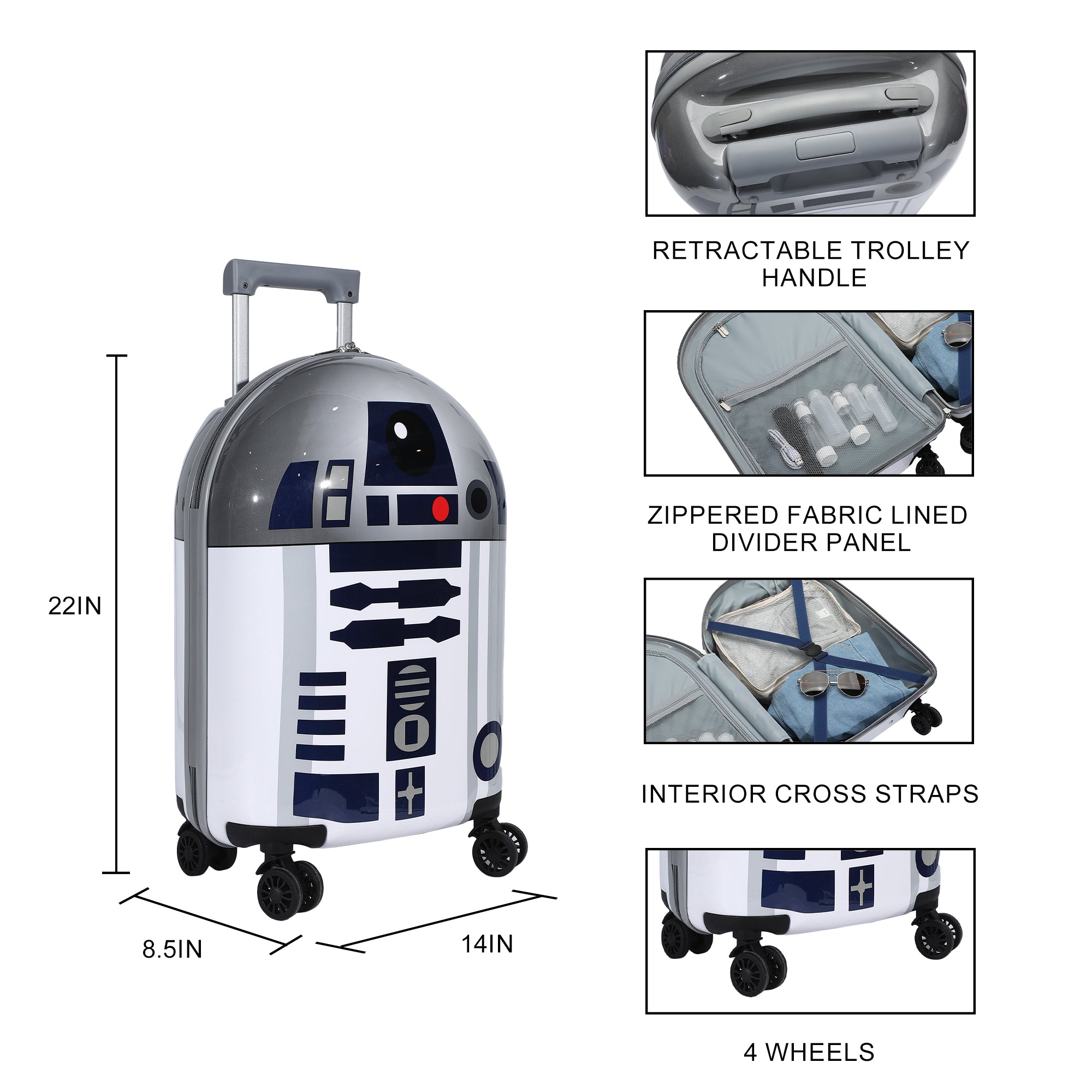 Star Wars: Rebels R2D2 light weight 22" Shaped Rolling Luggage