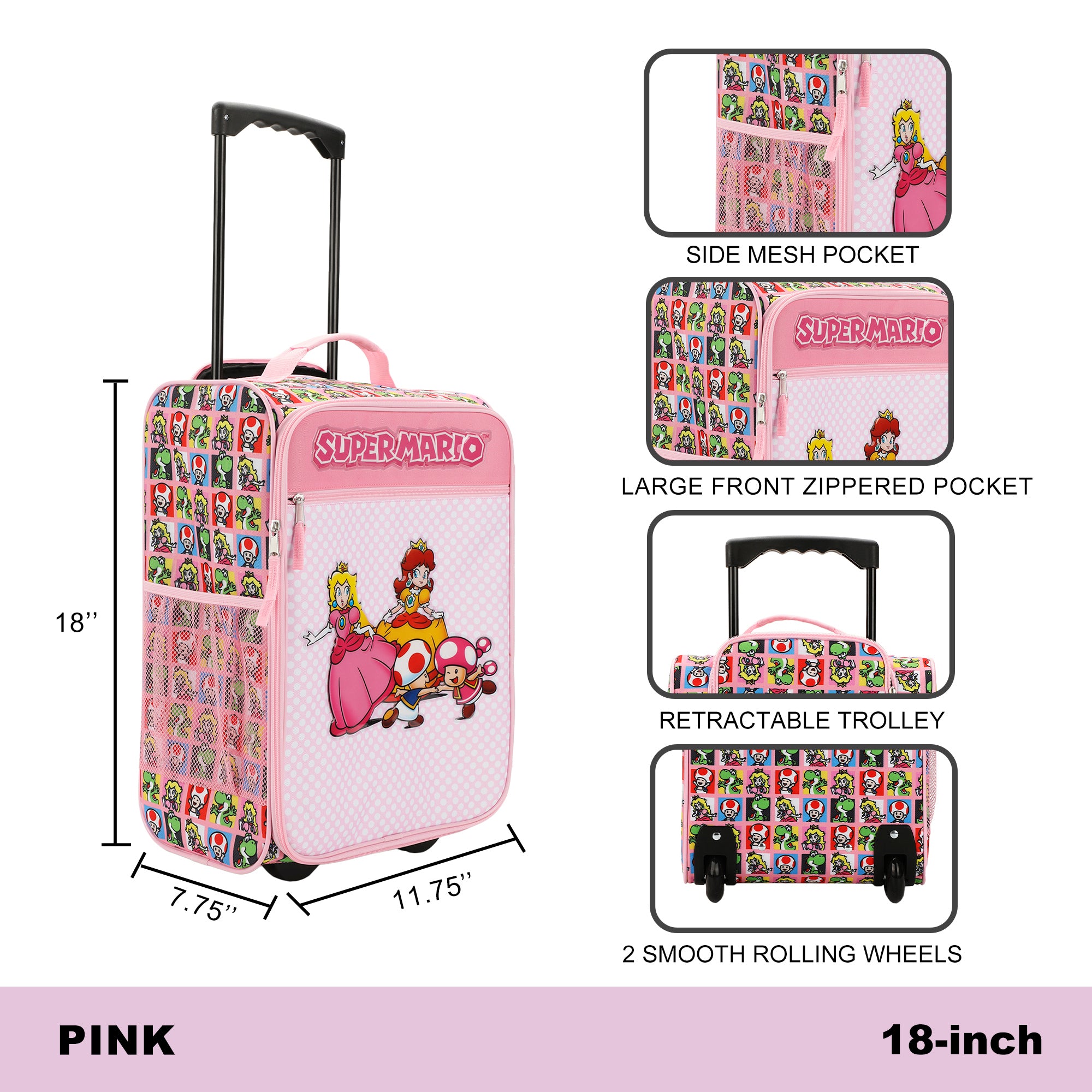 Super Mario Bros Character Squares 18" Soft-Sided Luggage