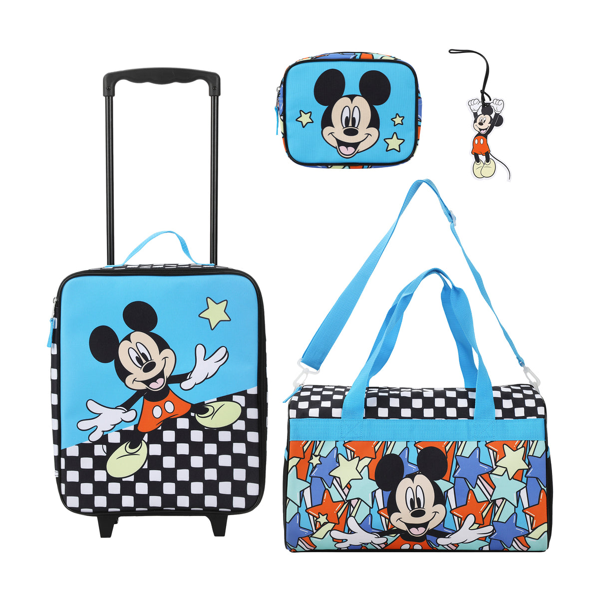 Disney Mickey Mouse Polka Dots Youth 4-Piece Travel Set Carry on Luggage