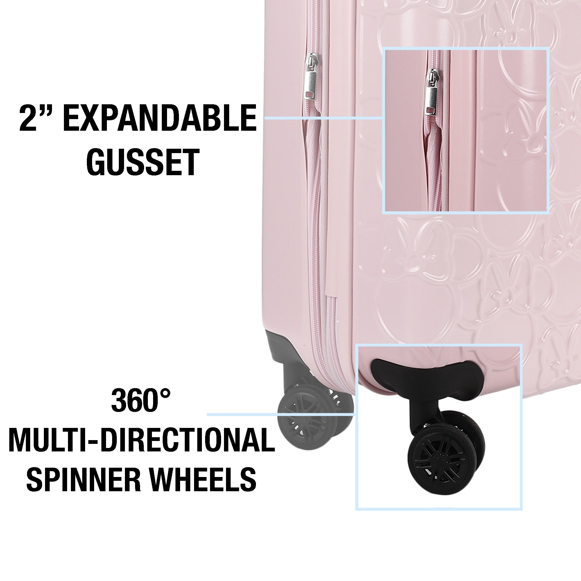 Minnie Mouse Classic Minnie Ears Pink 20” Adult ABS Luggage