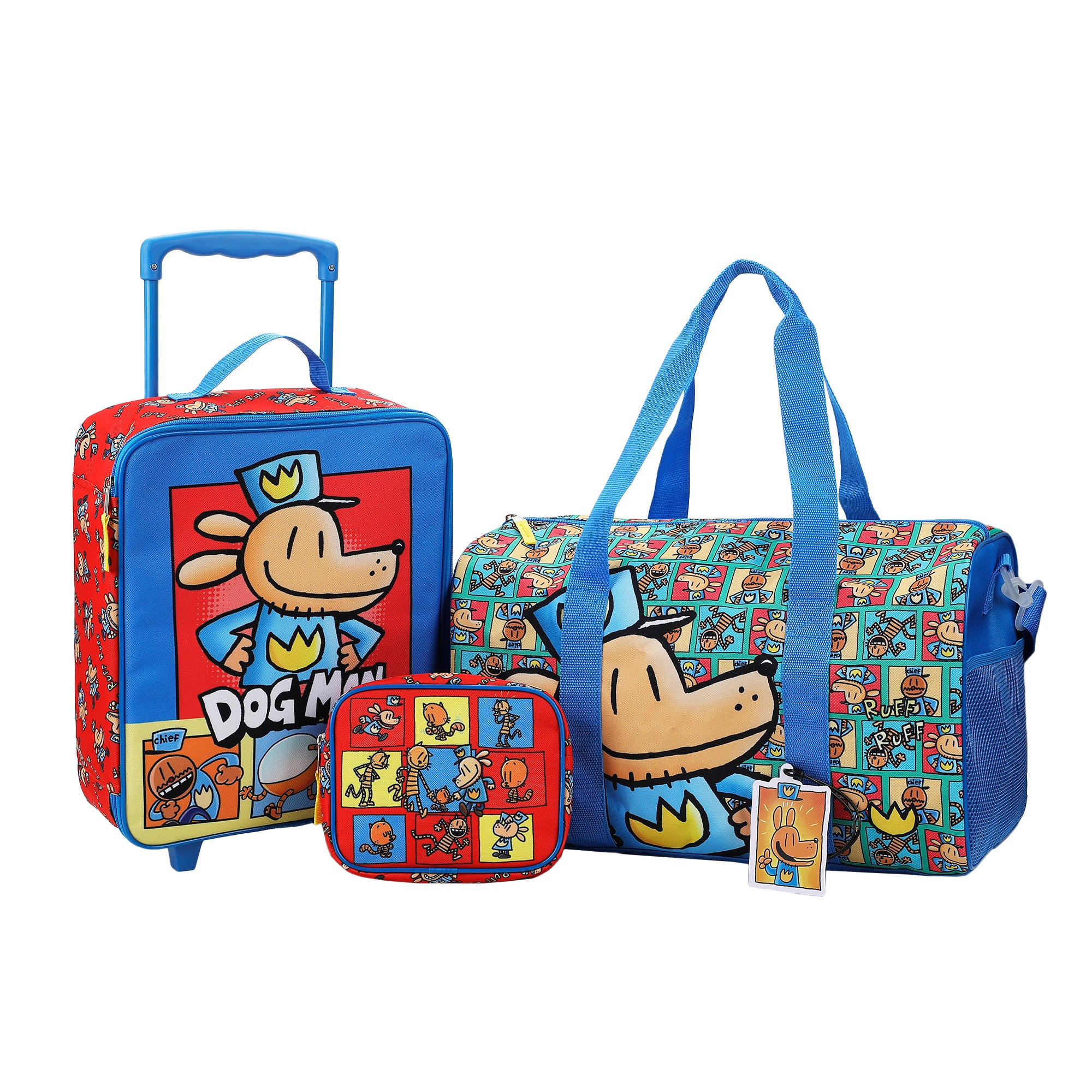 Dog Man Character Squares 4-Piece Youth Travel Set Carry on luggage