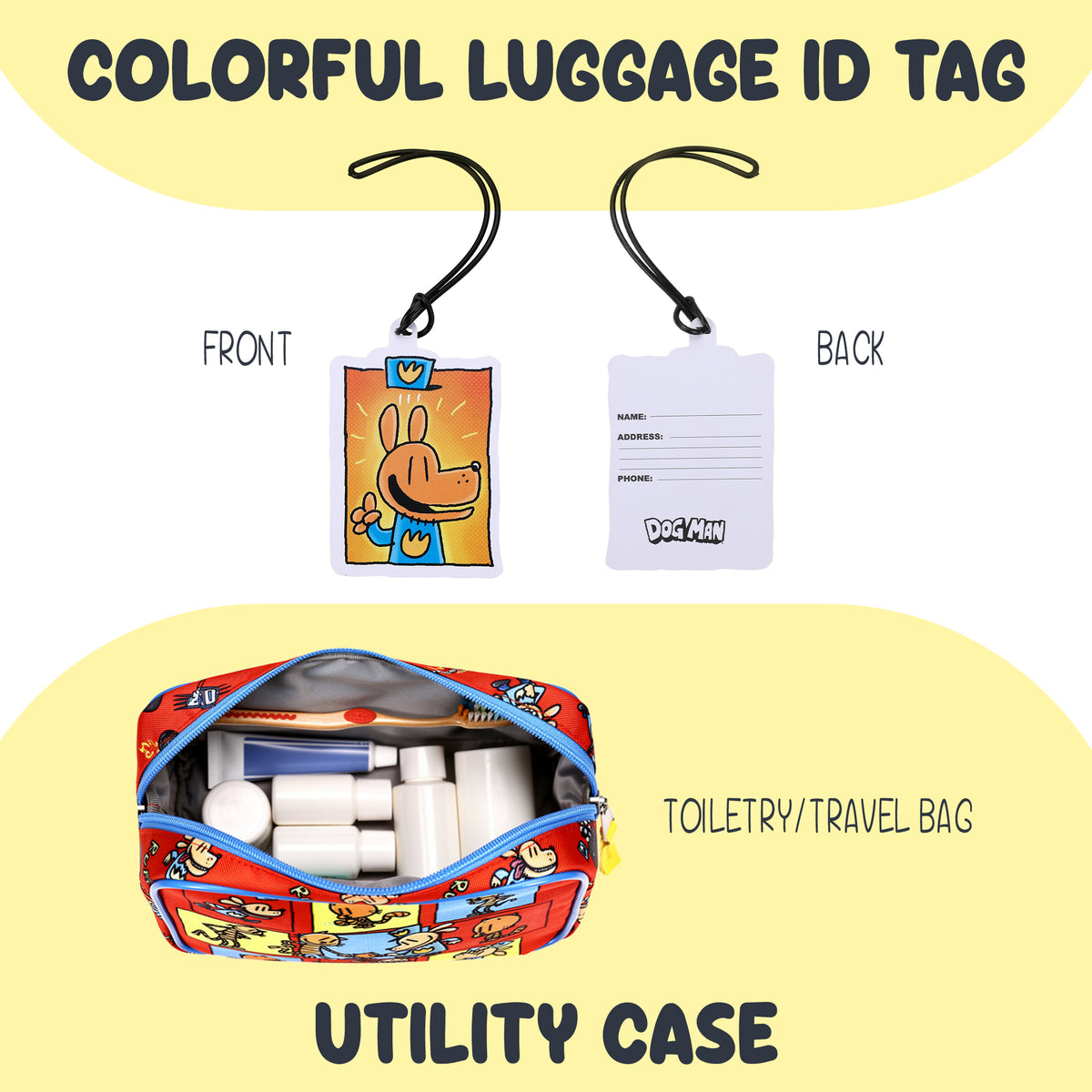 Dog Man Character Squares 4-Piece Youth Travel Set Carry on luggage