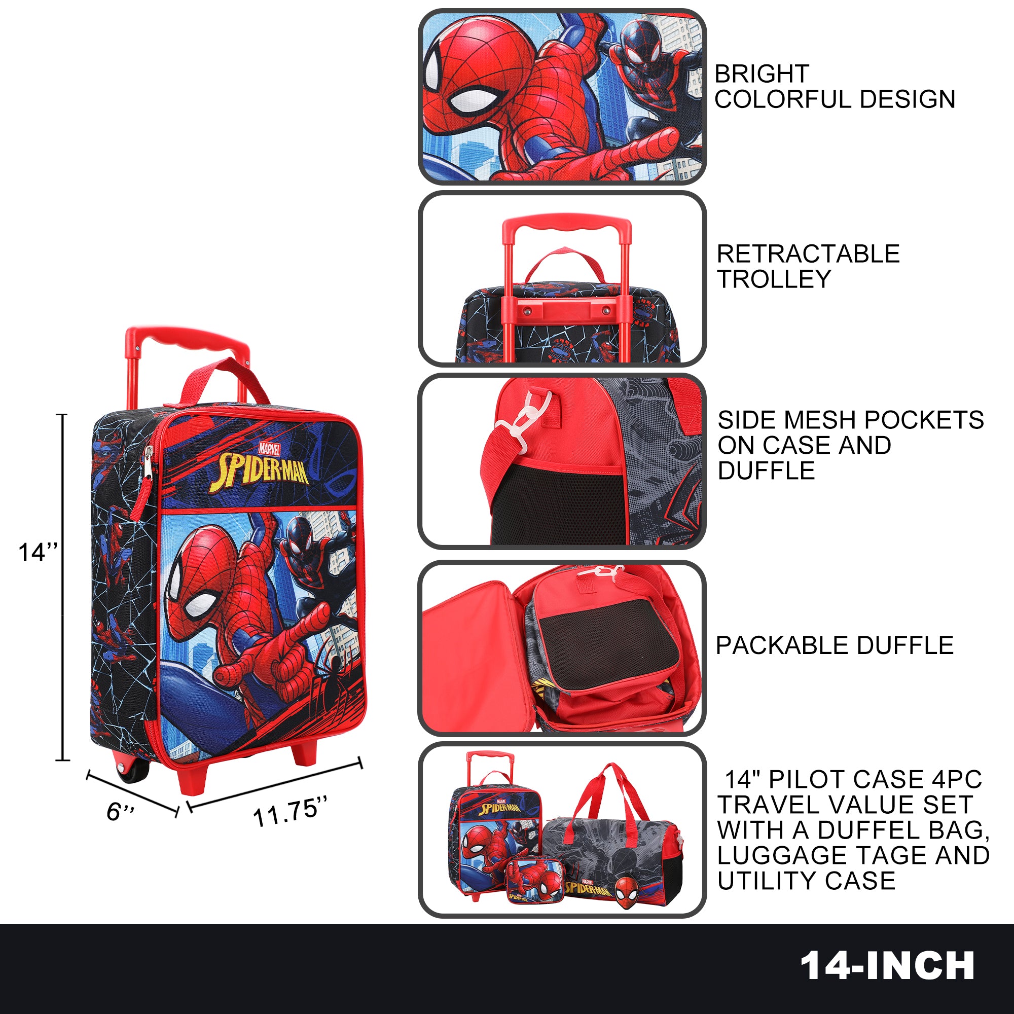 Spider-Man & Miles Morales 4-Piece Youth Travel Set