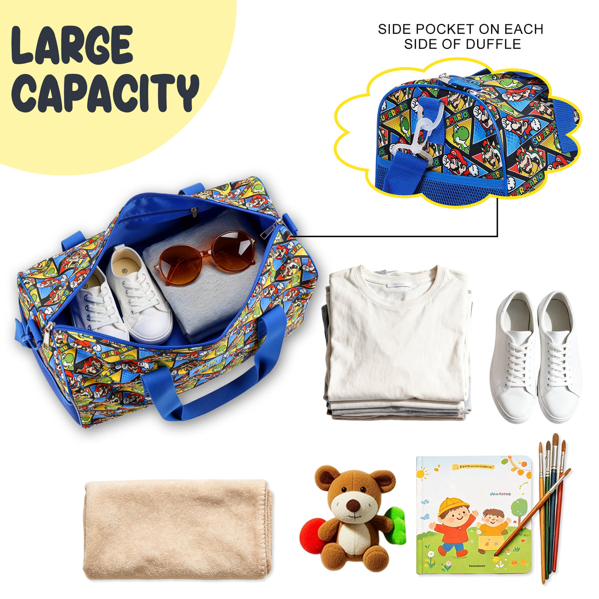 Super Mario Bros Group Shot & All-Over Character Print 14" Pilot Case Set
