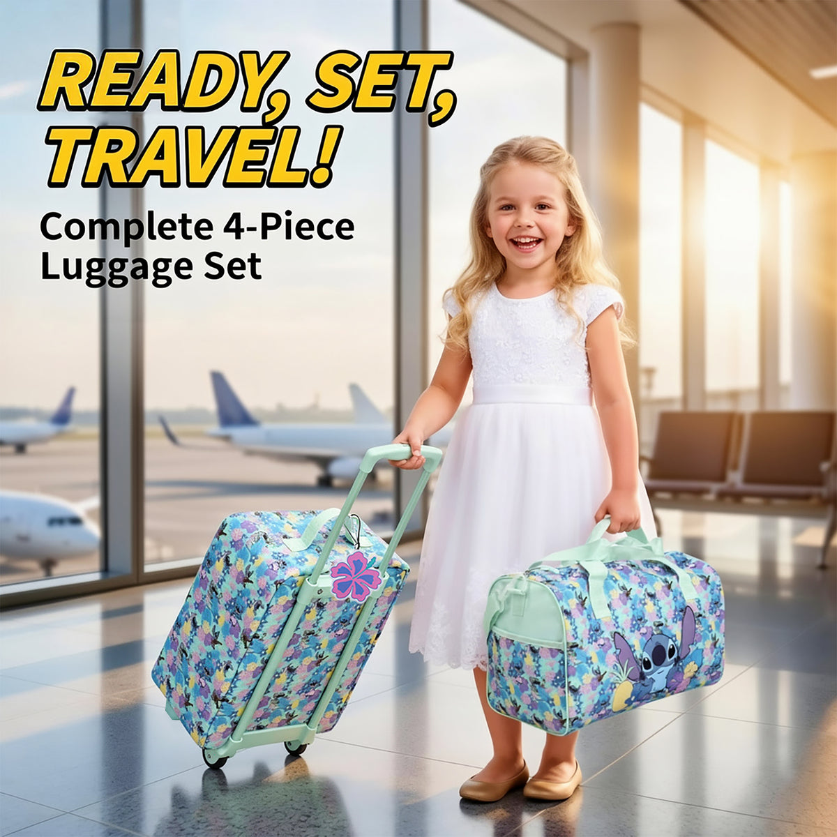 Disney's Stitch Kids' 14" 4-Piece Travel Value Set Carry on Luggage