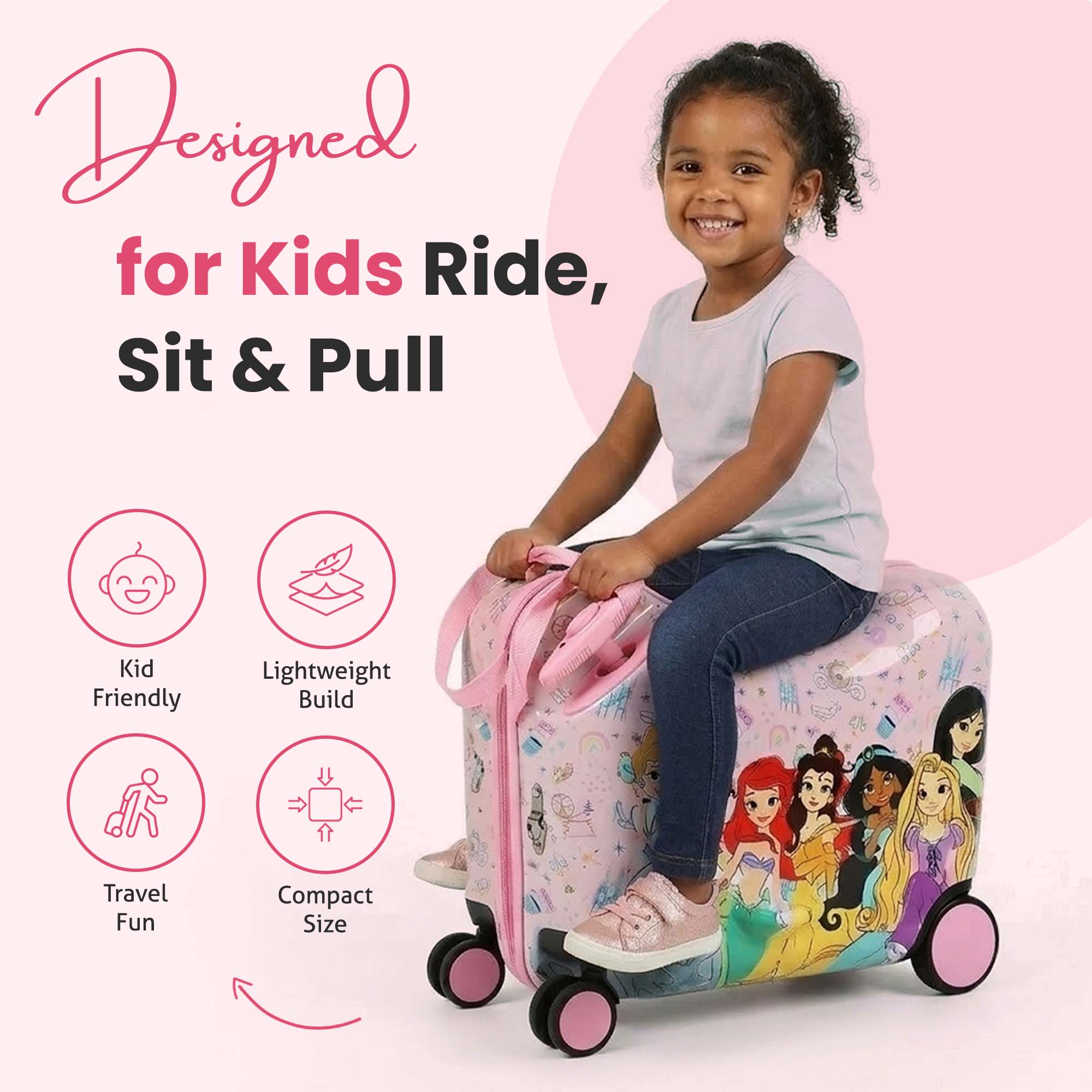 Disney Princesses Ride-On 18" Suitcase For Kids & Toddlers