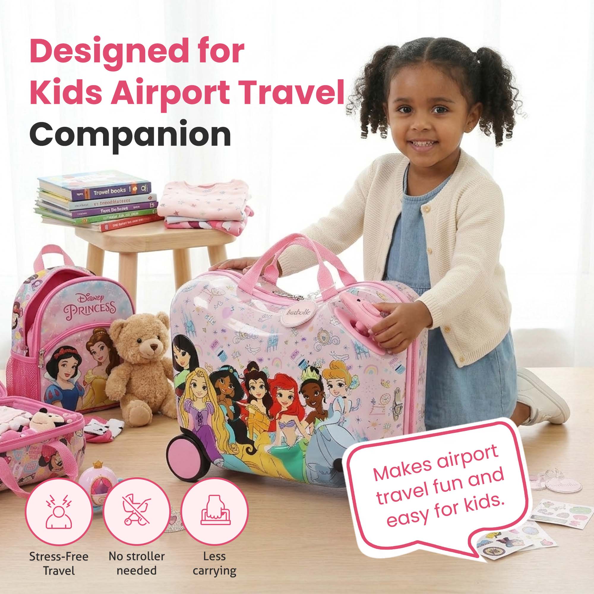 Disney Princesses Ride-On 18" Suitcase For Kids & Toddlers