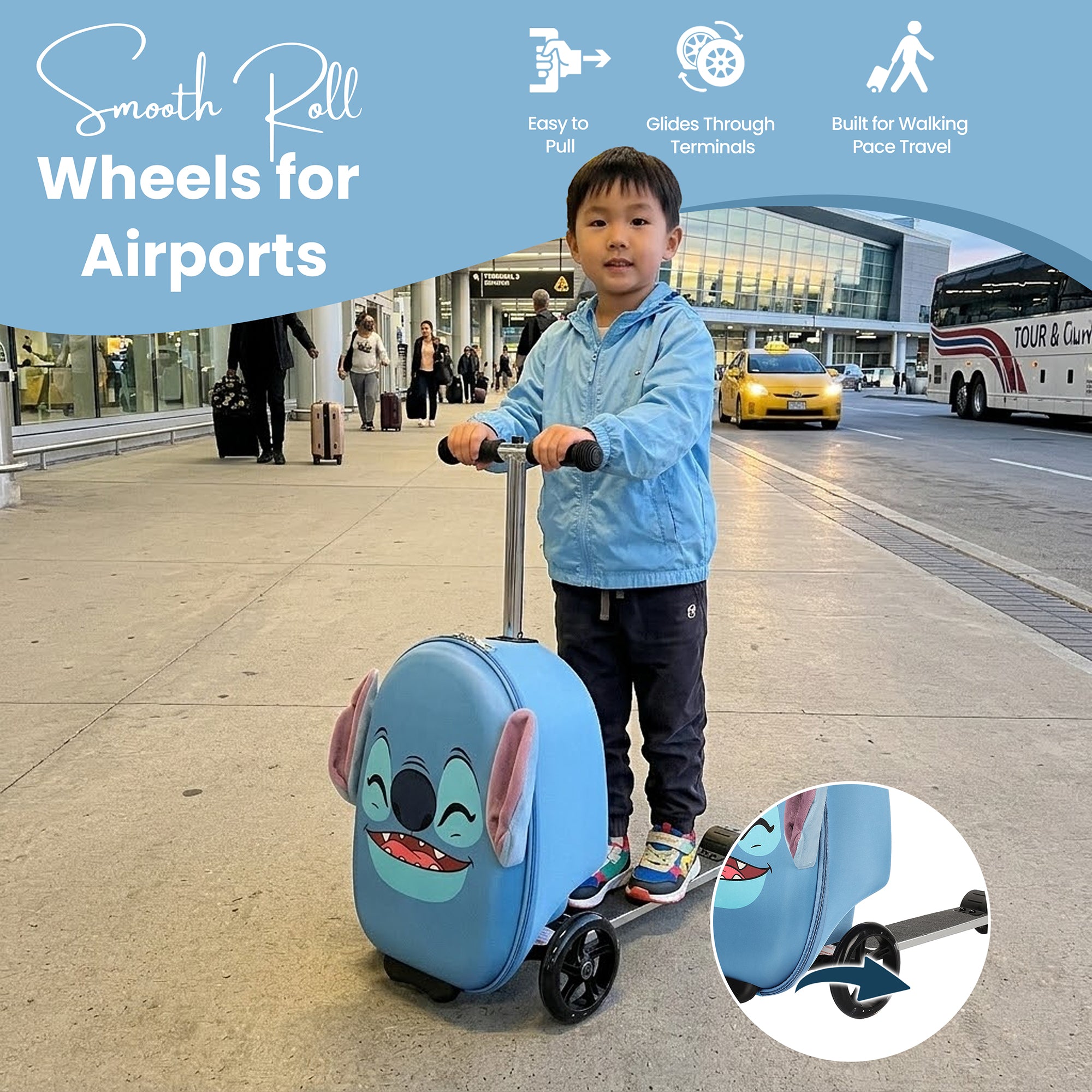 Lilo & Stitch Stitch Face 20.5" Ride Luggage & Scooter Combo
