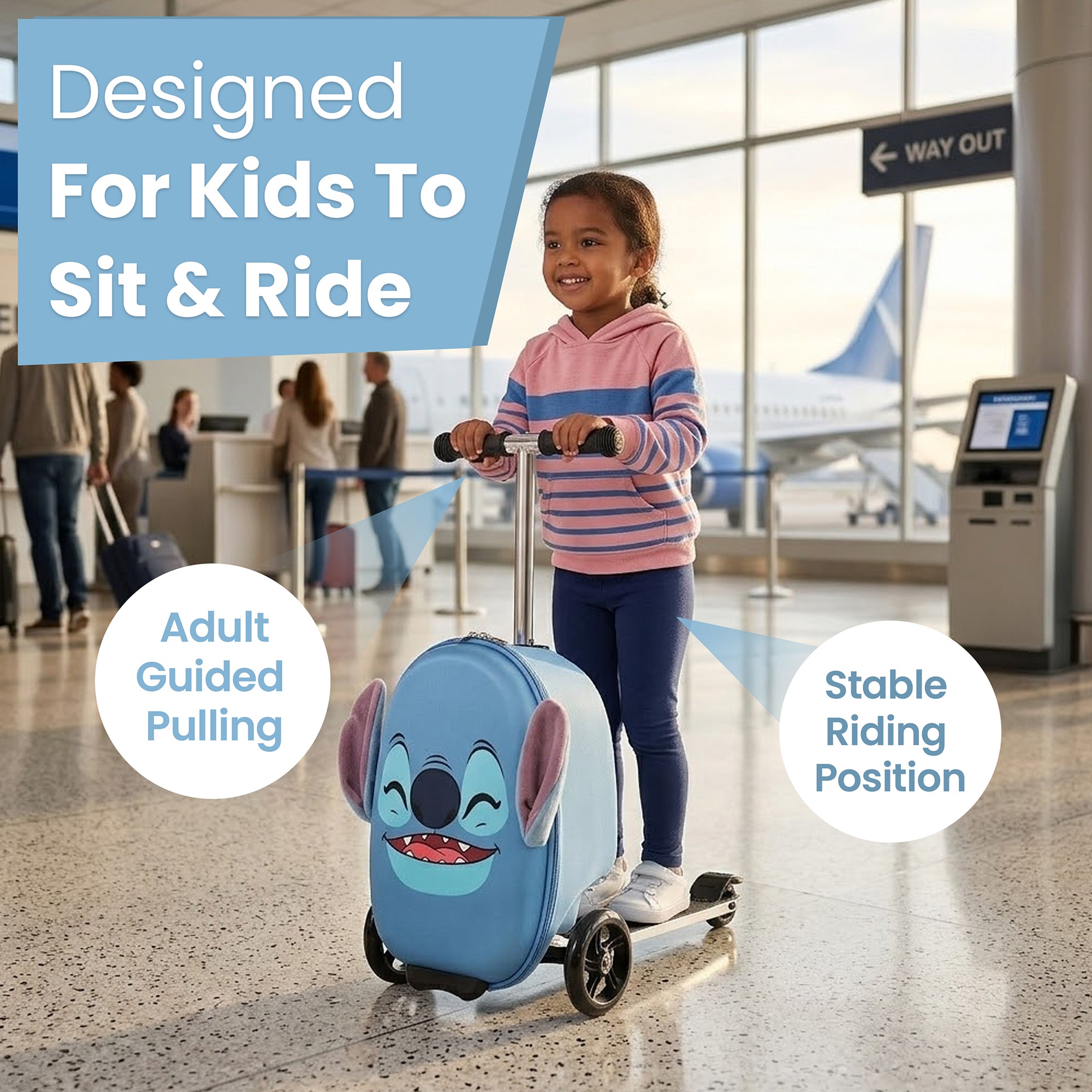 Lilo & Stitch Stitch Face 20.5" Ride Luggage & Scooter Combo