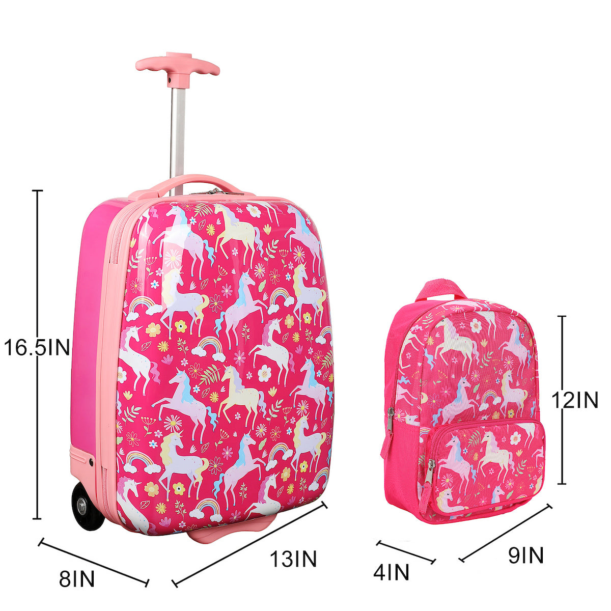 Viggio Unicorn 2-Wheel Suitcase with Backpack and Neck Pillow (3-Pc Set)