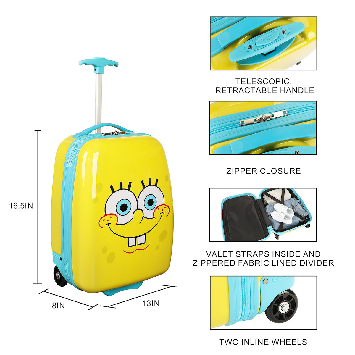 Spongebob Squarepants Face 16.5" Youth 2-Wheel Luggage