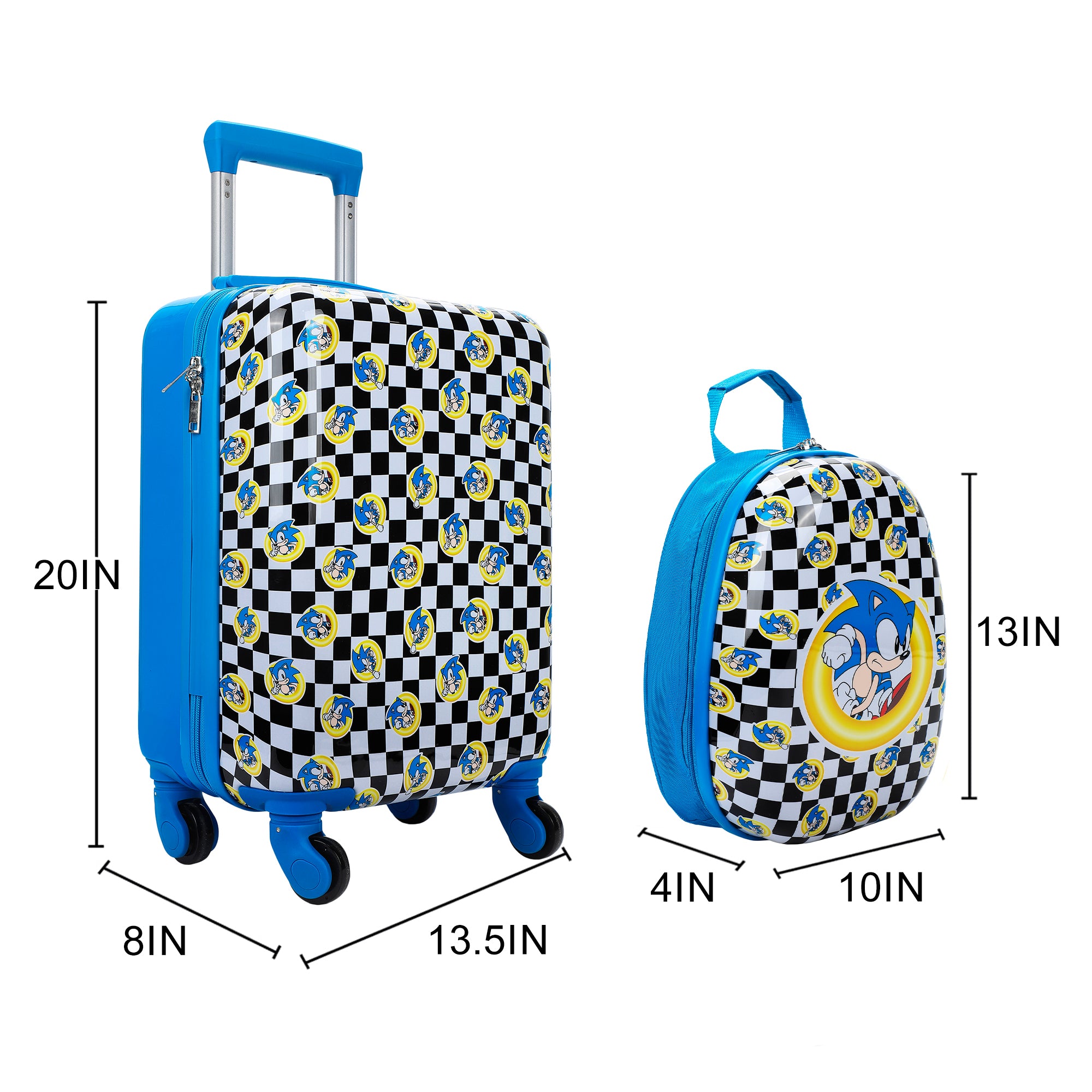 Sonic the Hedgehog Kids' 2-Piece Travel Set With Rolling Suitcase And Backpack