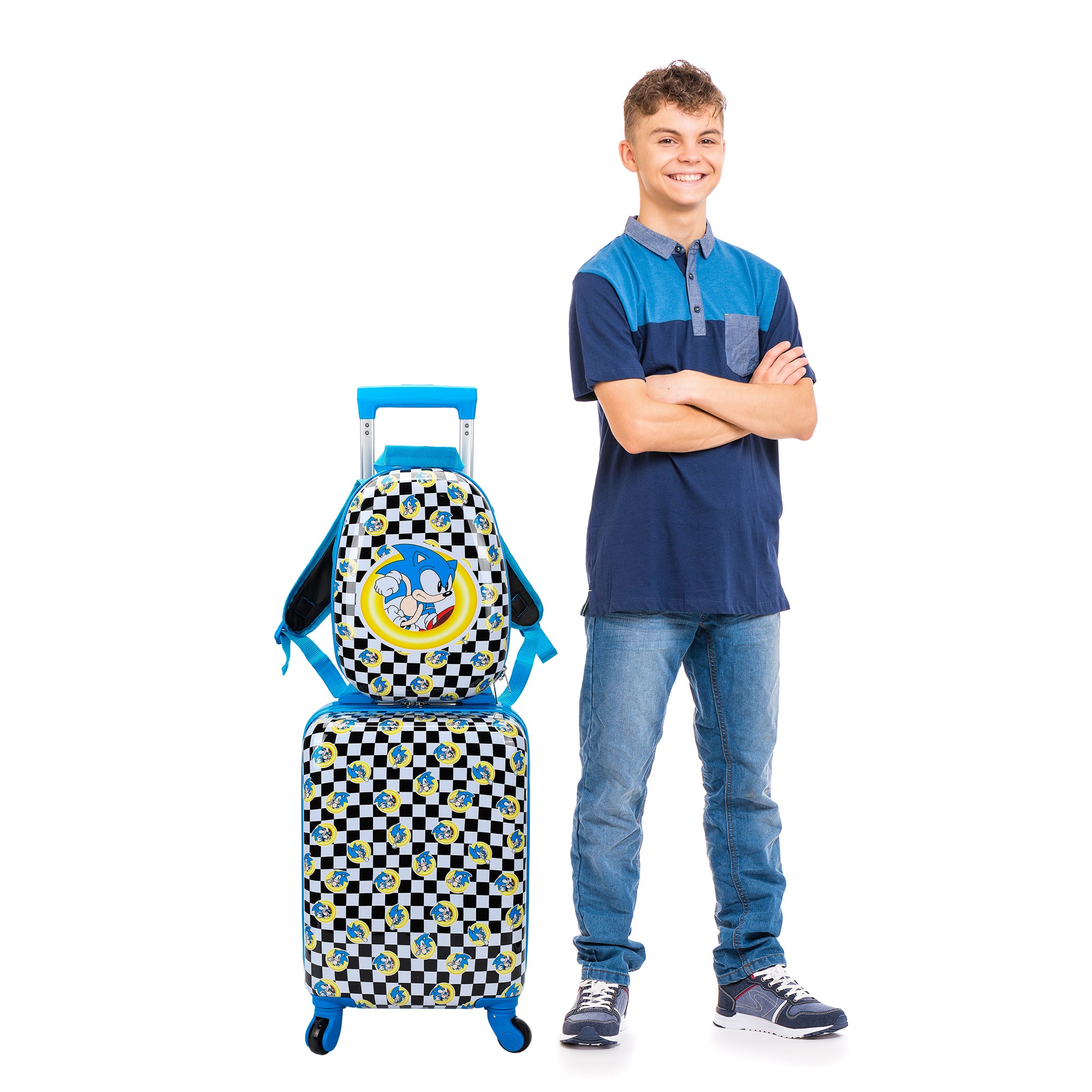 Sonic the Hedgehog Kids' 2-Piece Travel Set With Rolling Suitcase And Backpack