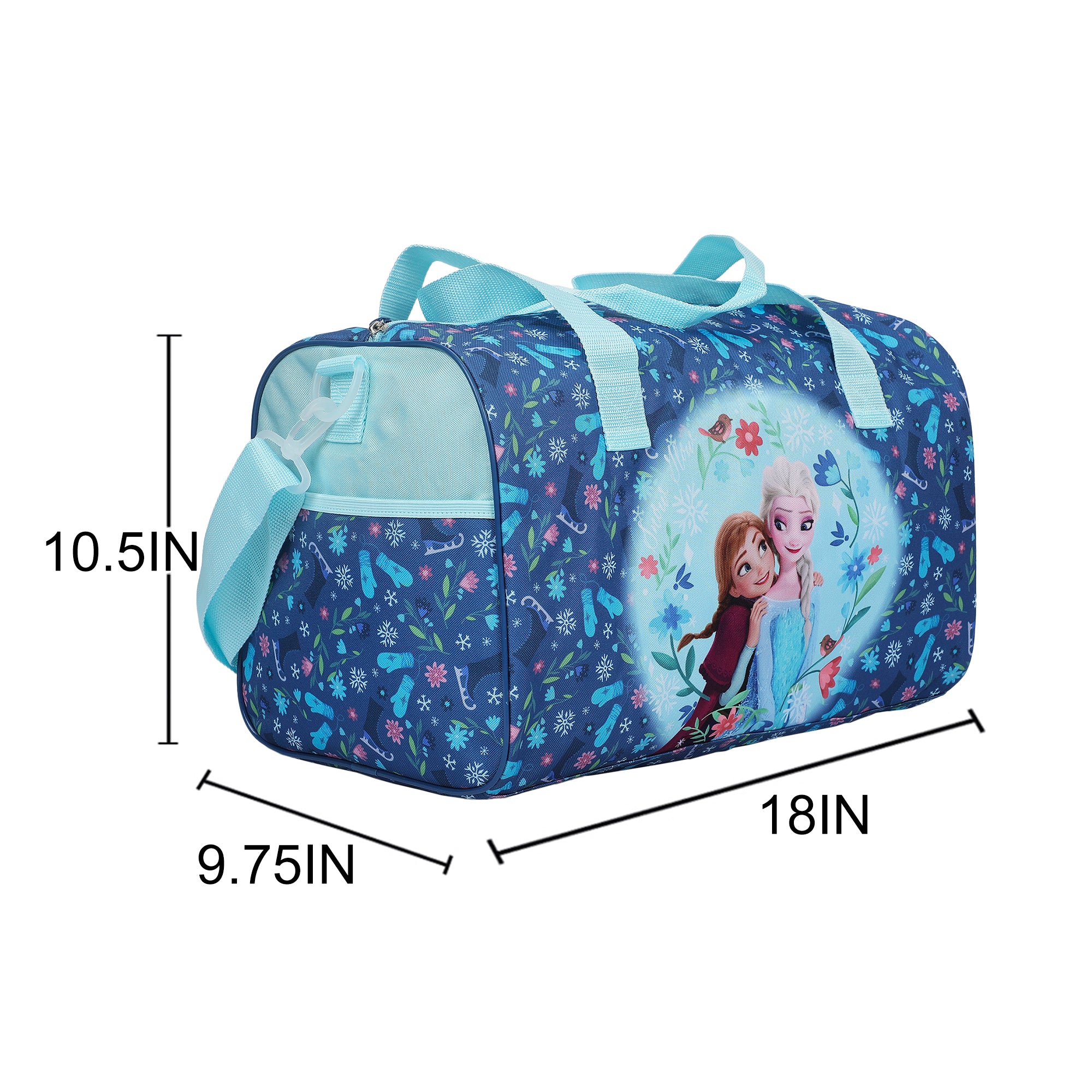 Frozen Elsa & Anna Kids’ 4-Piece Travel Set With Suitcase, Duffle Bag, Toiletries Case, and Luggage Tag