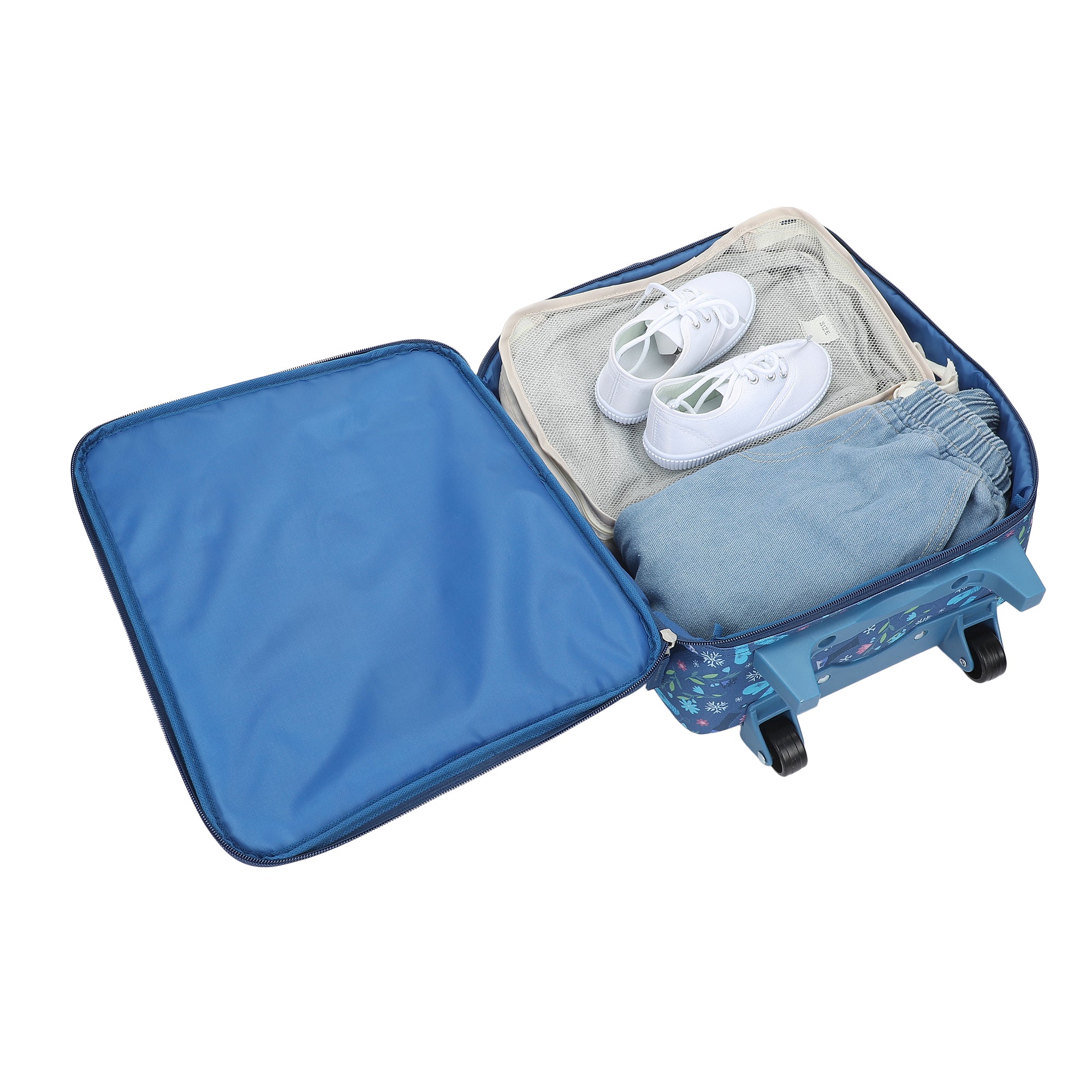 Frozen Elsa & Anna Kids’ 4-Piece Travel Set With Suitcase, Duffle Bag, Toiletries Case, and Luggage Tag