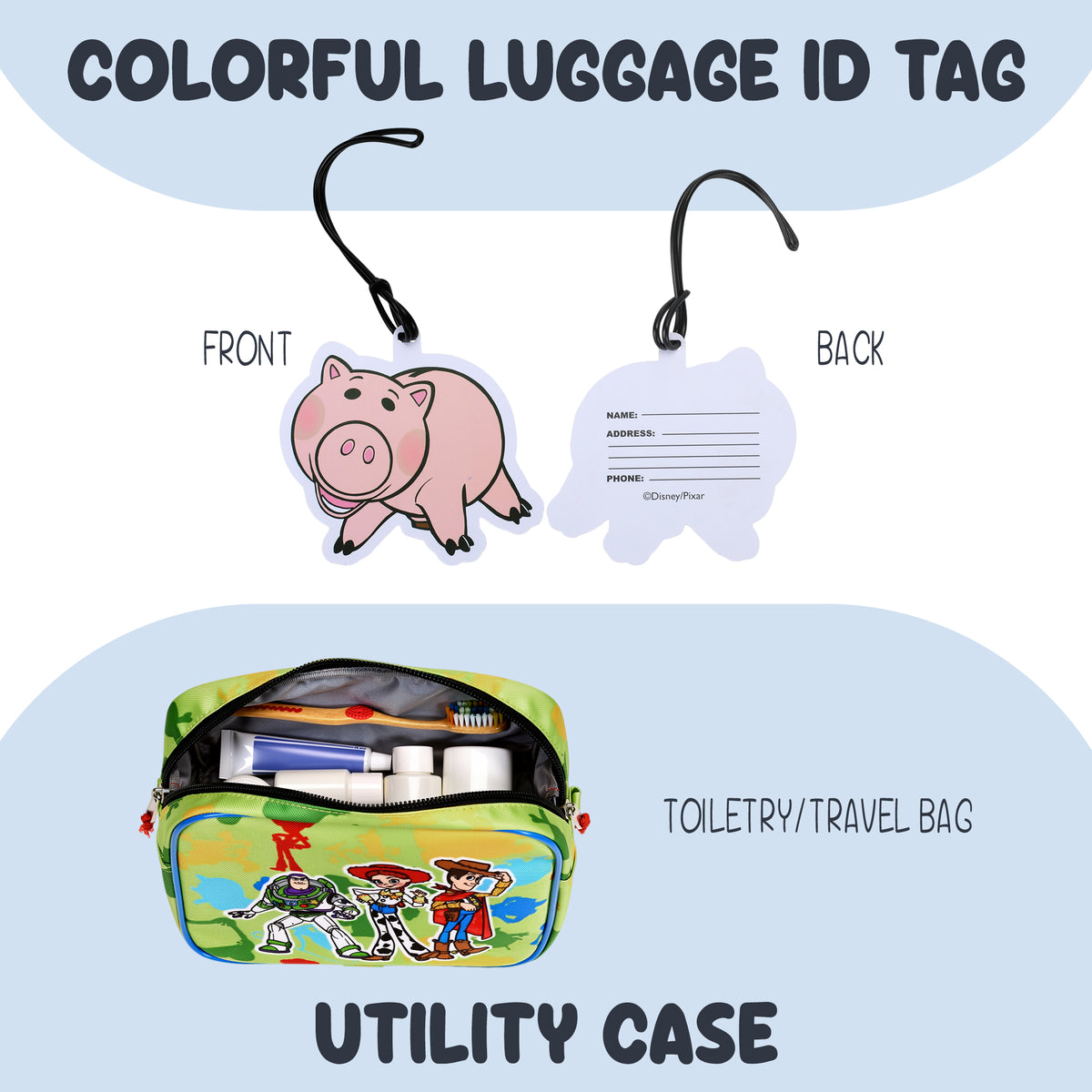 Toy Story Kids 14-Inch Pilot Case Luggage Set with Duffle Bag, Utility Case & Luggage Tag