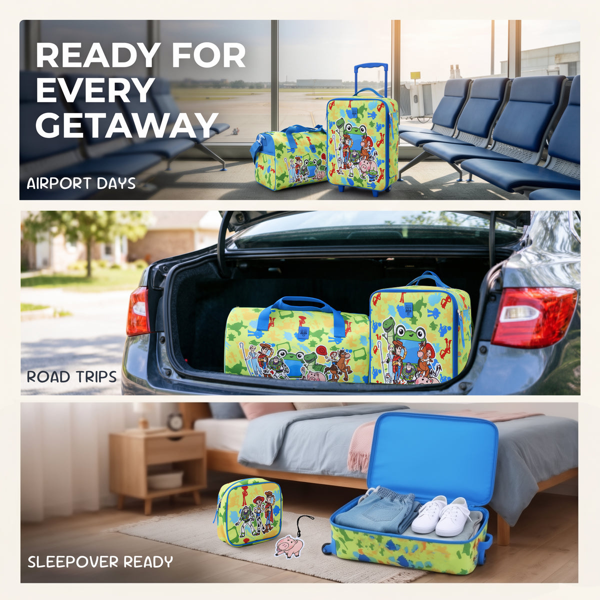 Toy Story Kids 14-Inch Pilot Case Luggage Set with Duffle Bag, Utility Case & Luggage Tag