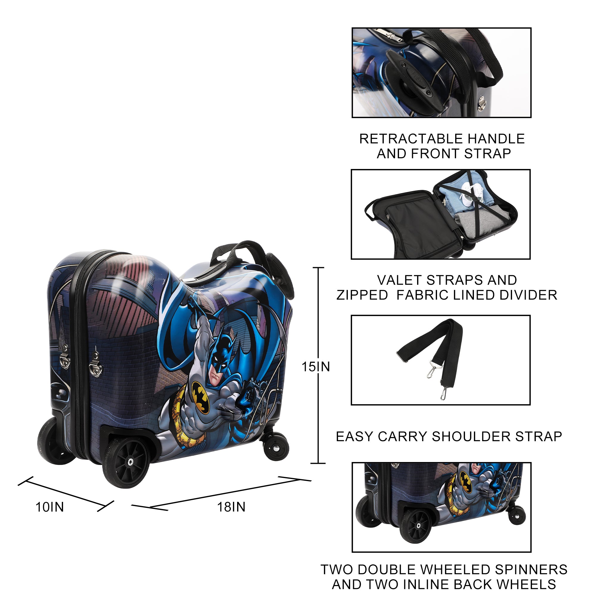 Batman Caped Crusader Ride-On Luggage For Kids & Toddlers