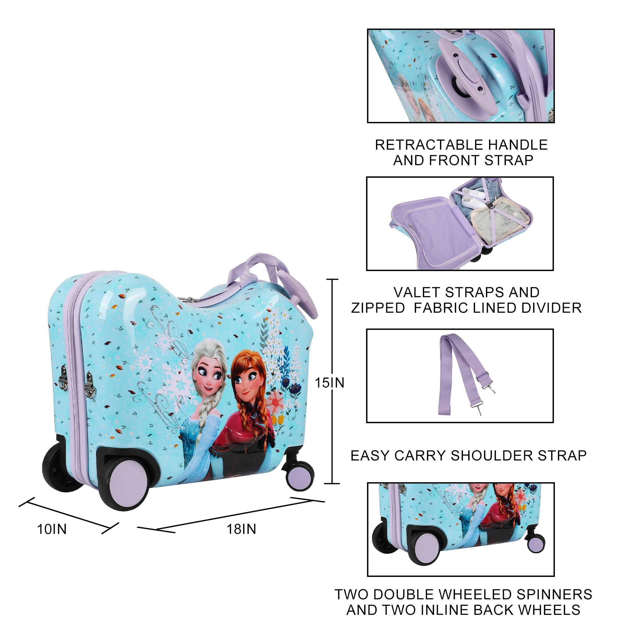 Frozen Elsa and Anna Ride-On Luggage For Kids & Toddlers