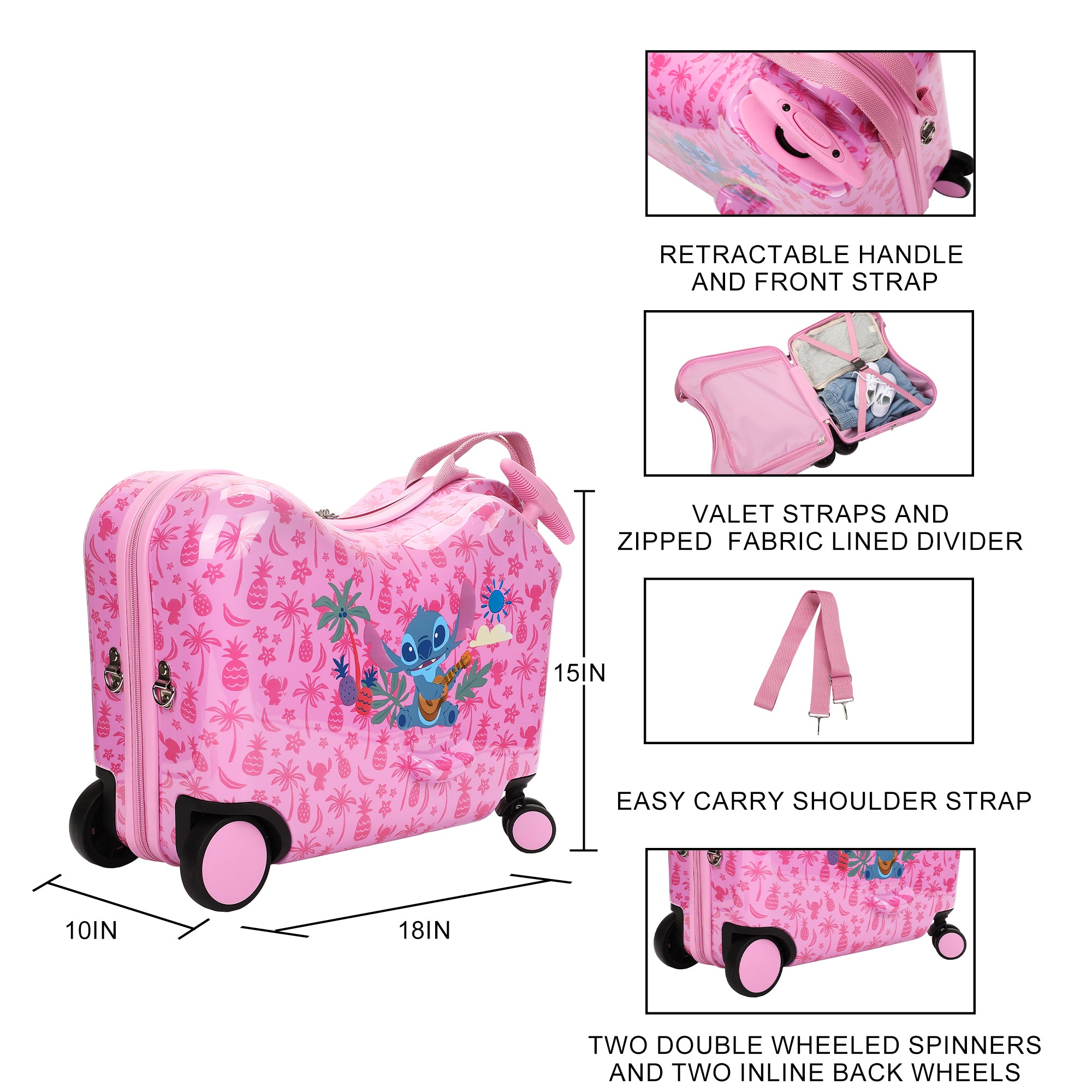 Lilo & Stitch Tropical Stitch Ride-On Luggage For Kids & Toddlers