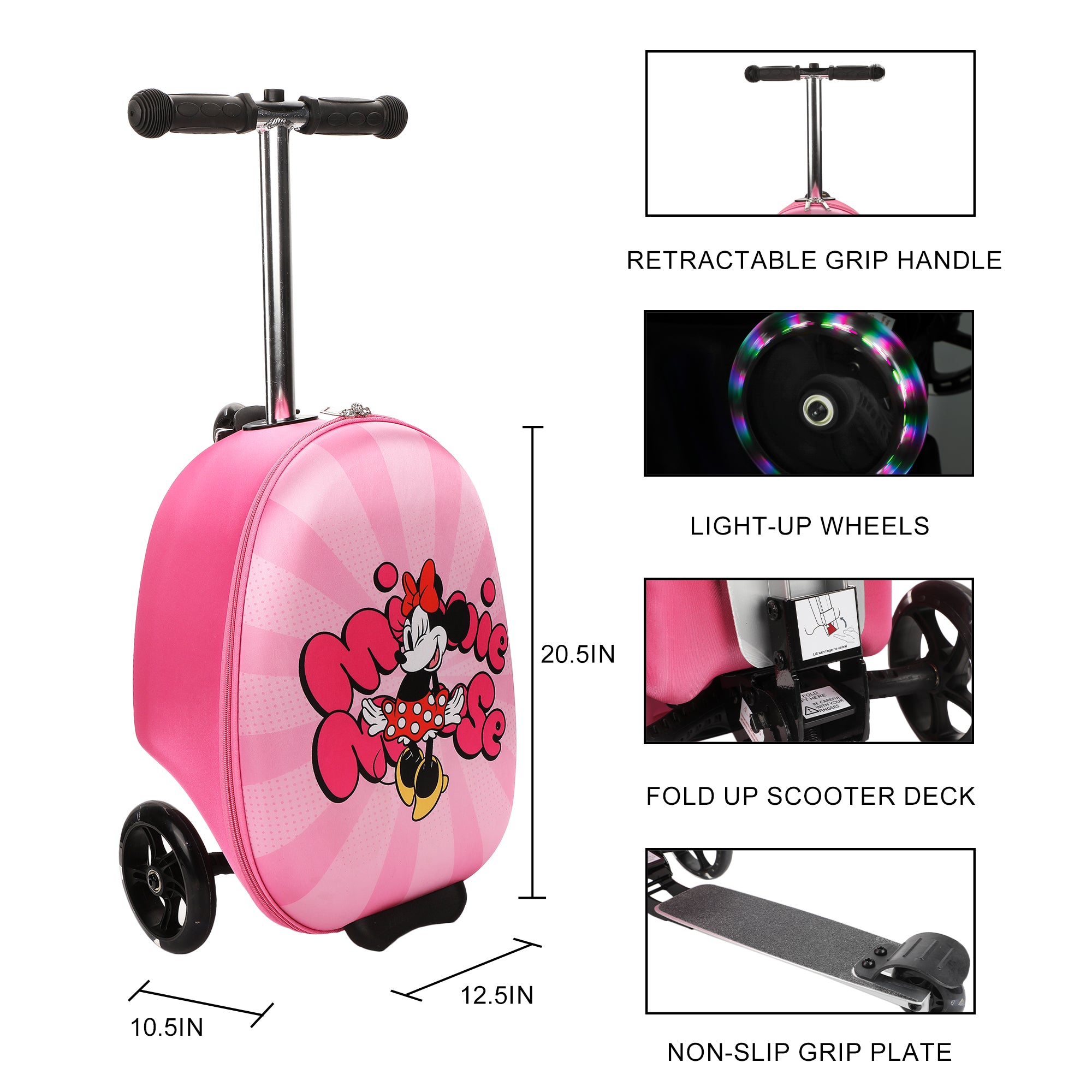 Minnie Mouse Kids' 2-in-1 Suitcase (18") and Scooter Combination
