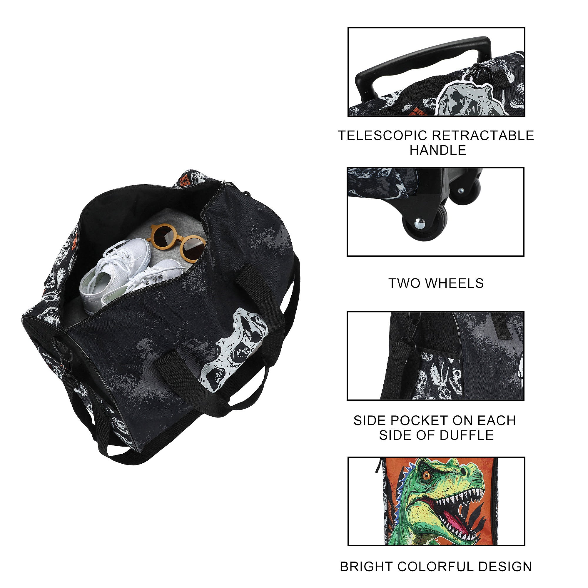 Dinosaur Kids 14" Pilot Case Set with Duffle, Utility Case & Luggage Tag for Travel
