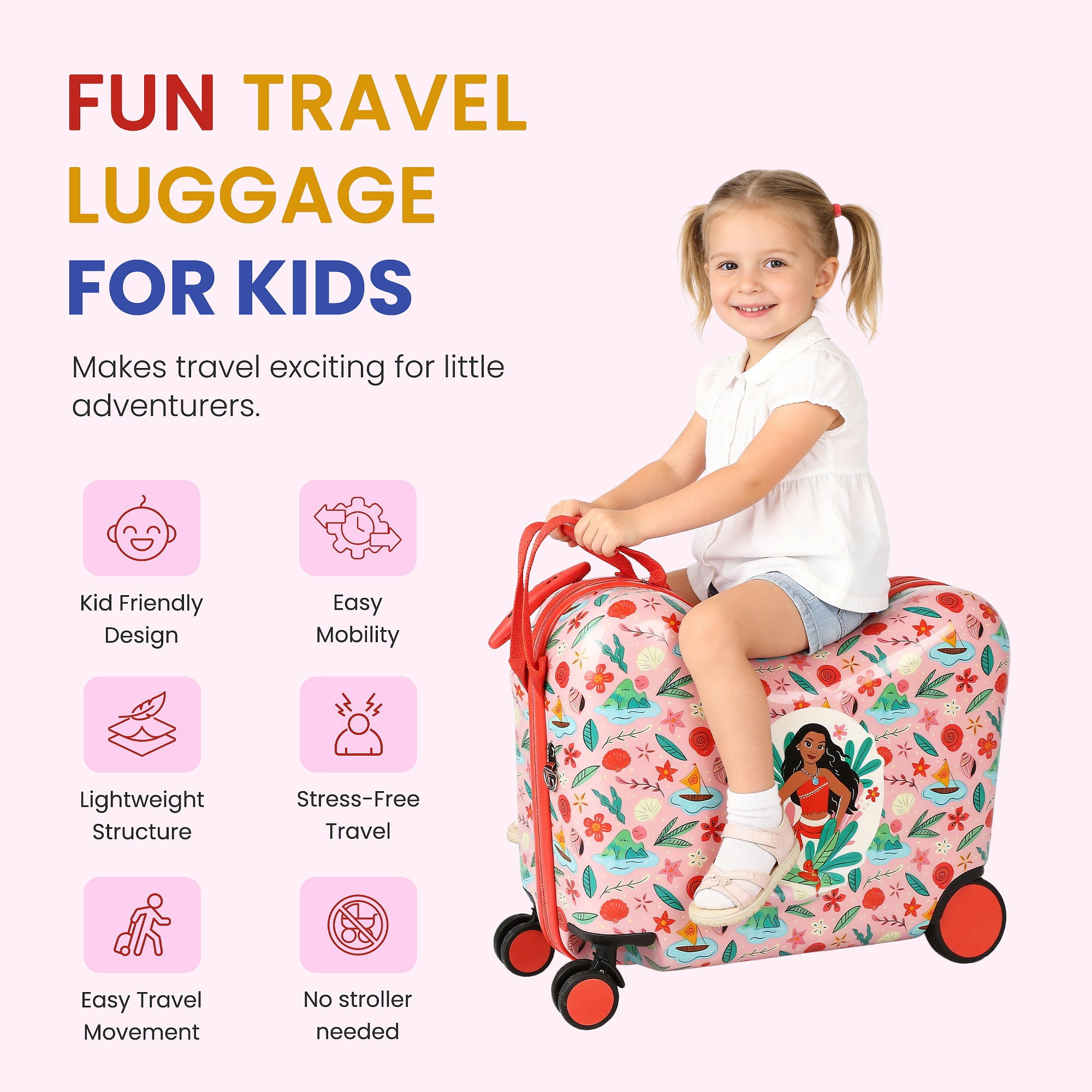 Moana Adventure 15-Inch Kids Ride-On Spinner Suitcase