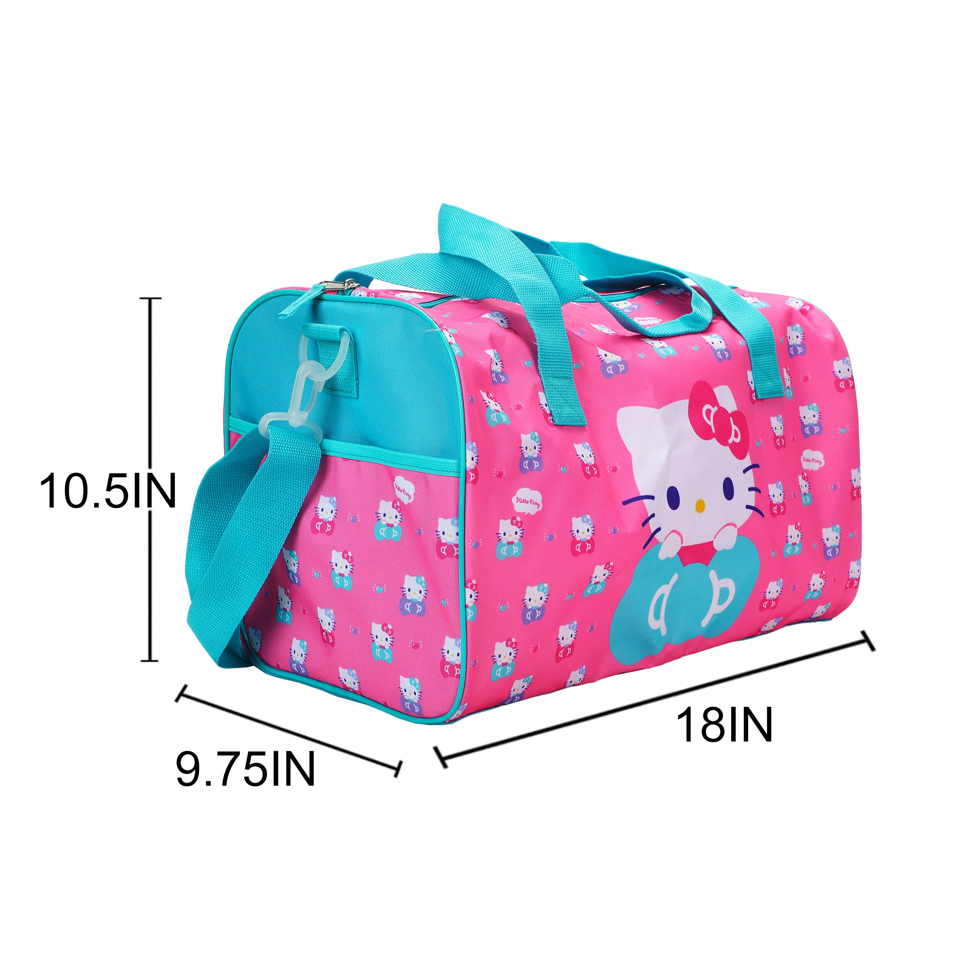 Hello Kitty Kids' 4-Piece Travel Set With Suitcase, Duffle Bag, Toiletries Case, and Luggage Tag