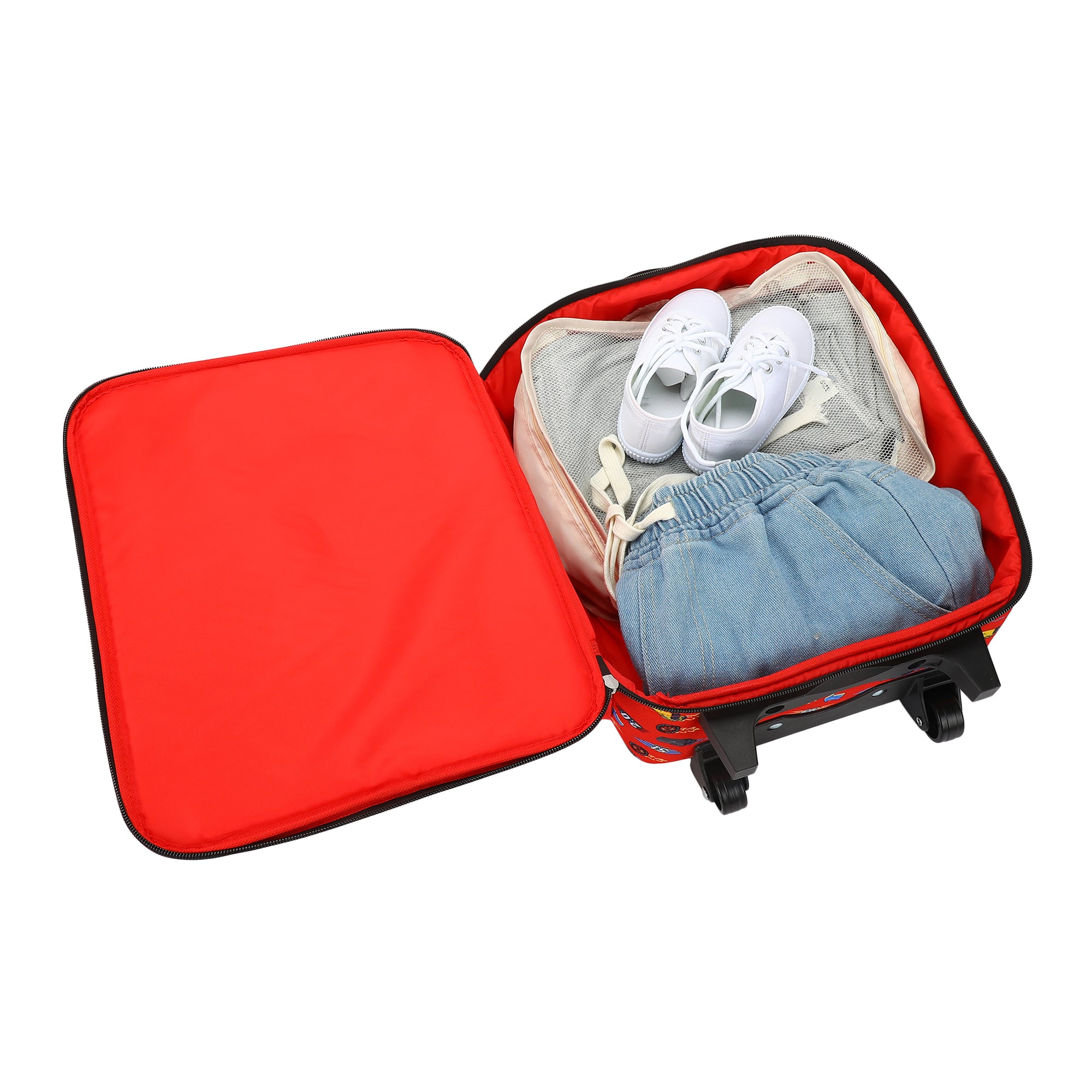 Cars Lightning McQueen Kids' 4-Piece Travel Set With Suitcase, Duffle Bag, Toiletries Case, and Luggage Tag