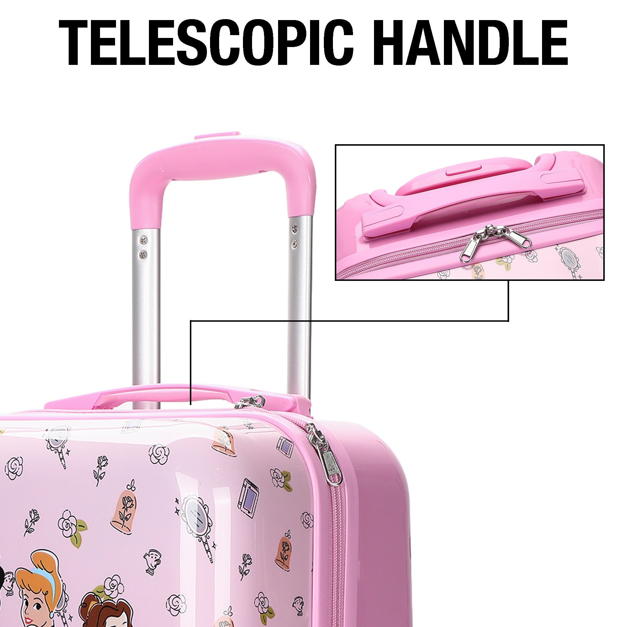 Disney Princess Kids Pink ABS 4-Wheel 20" Suitcase Luggage for Travel & Adventures