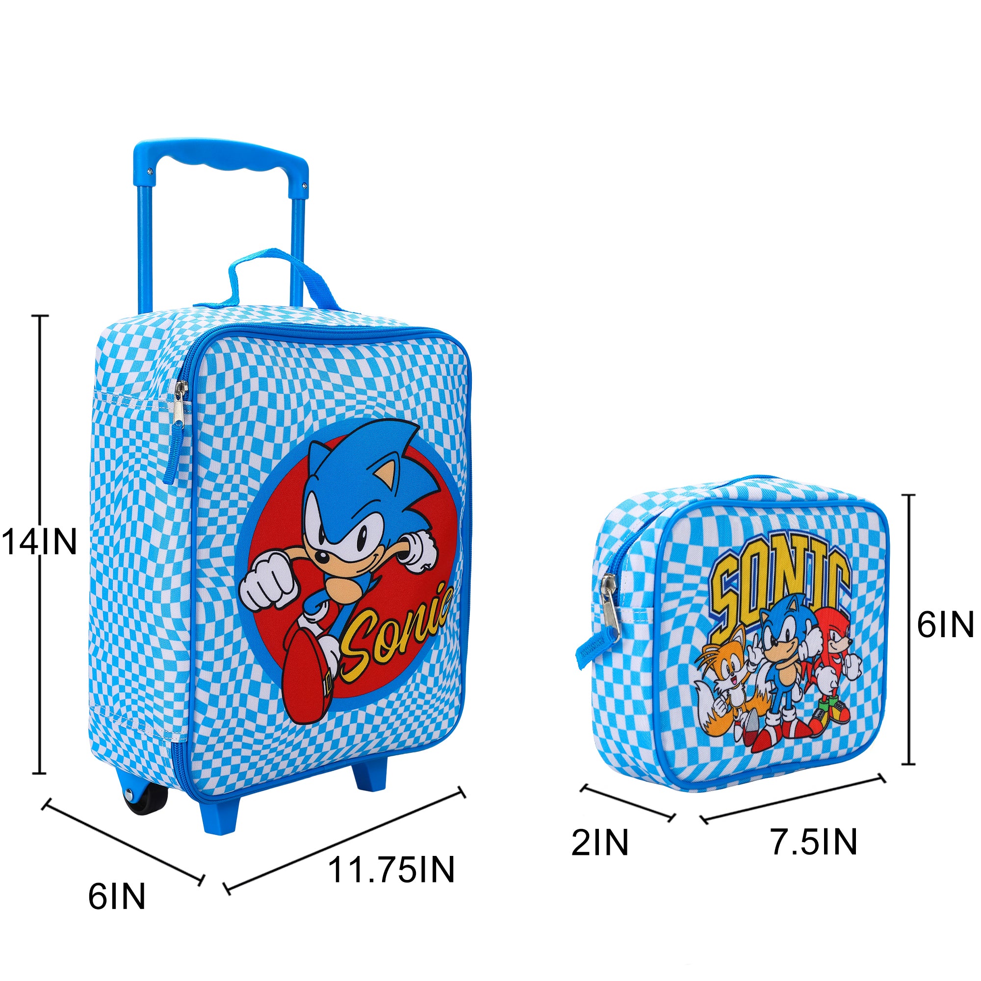 Sonic the Hedgehog Kids' 4-Piece Travel Set With Suitcase, Duffle Bag, Toiletries Case, and Luggage Tag