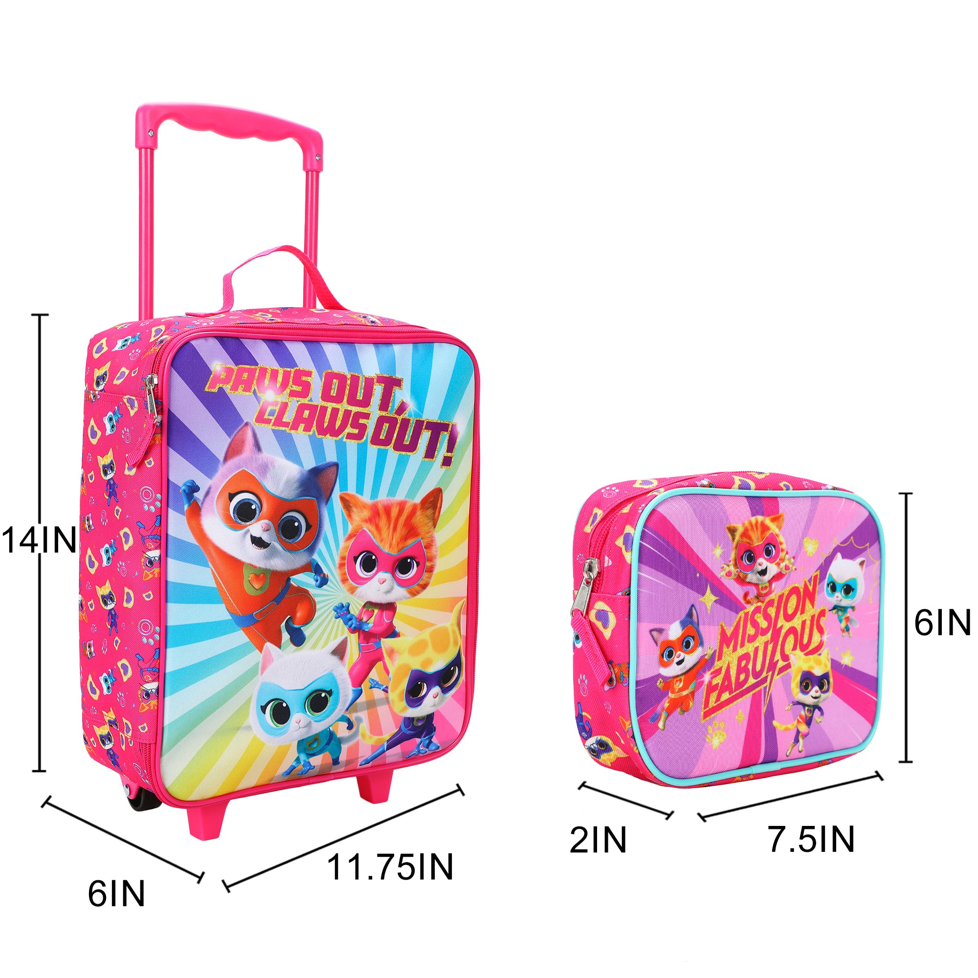 SuperKitties Kids' 4-Piece Travel Set With Suitcase, Duffle Bag, Toiletries Case, and Luggage Tag