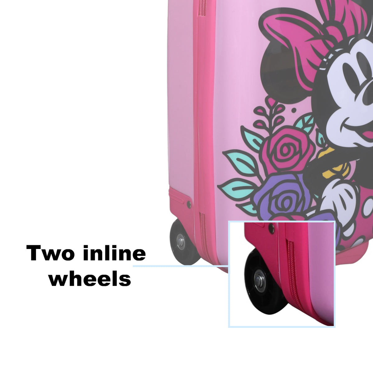 Minnie Mouse Classic Pink Kids 2-Wheel ABS Suitcase for Travel