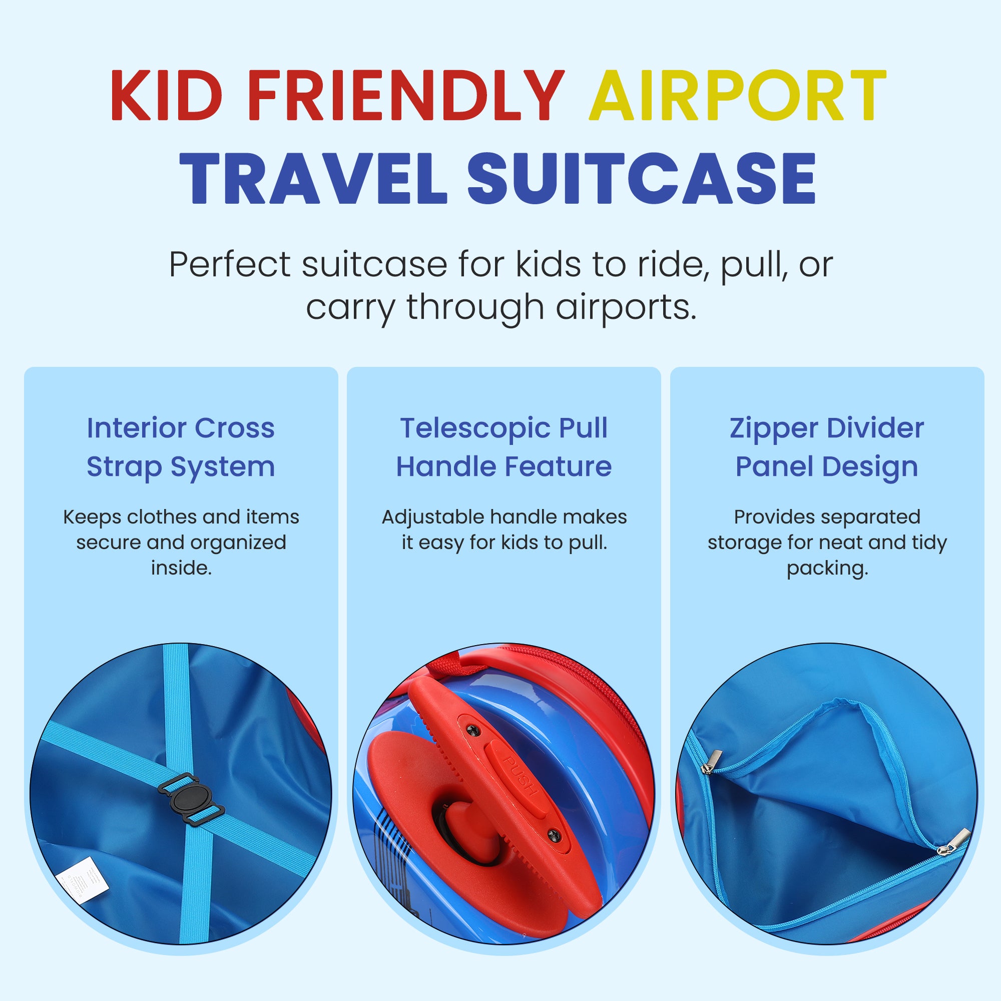 Superman Ride-On Kids Luggage, 2.5-Inch for Young Travelers