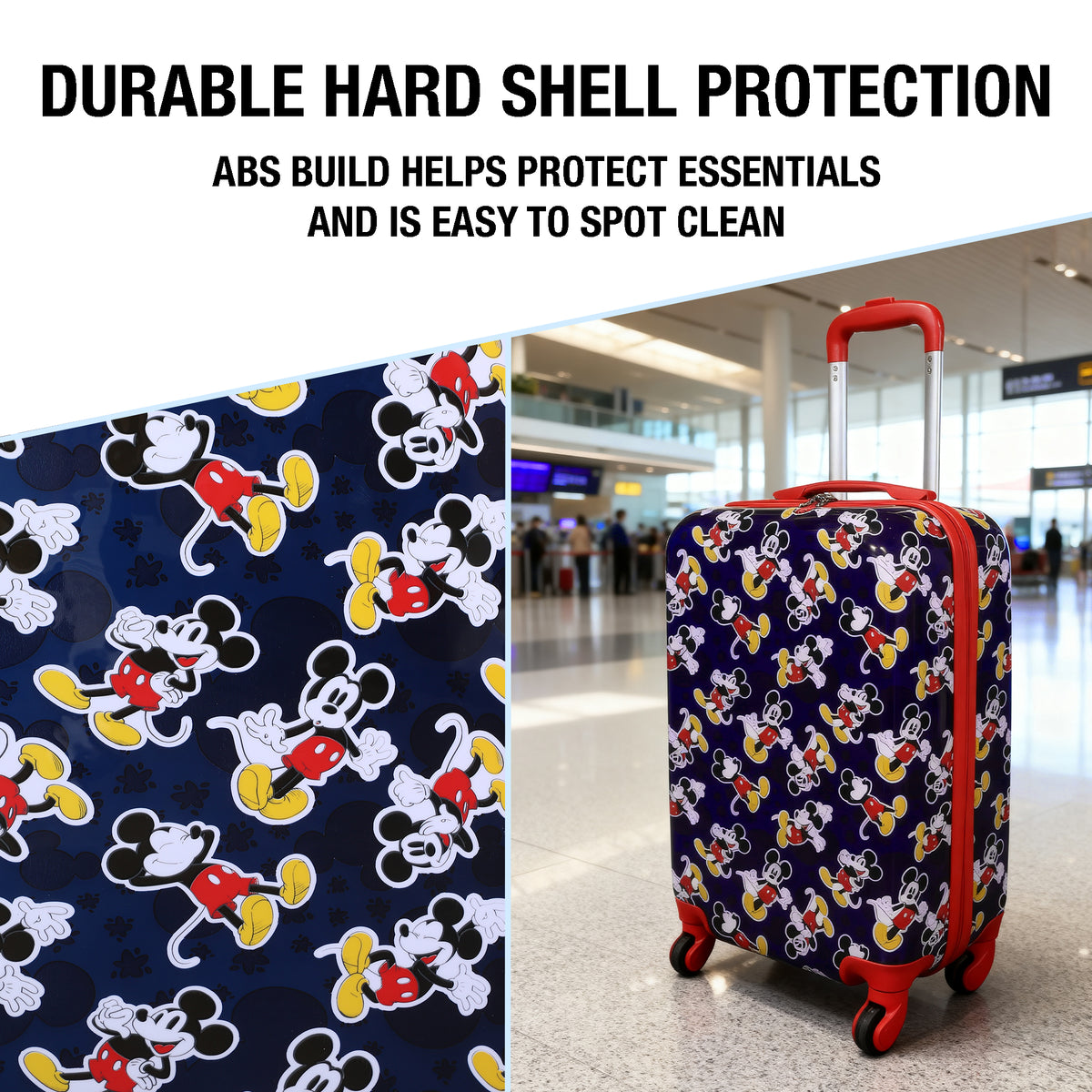 Mickey Mouse Kids Blue ABS Luggage for Travel and School