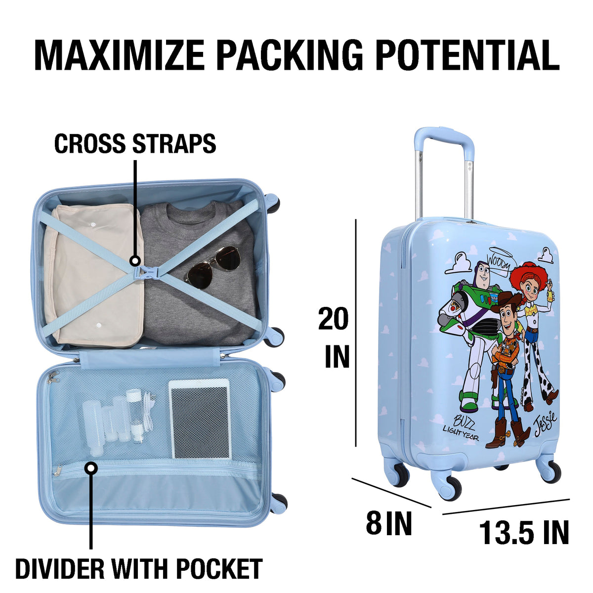 Toy Story Buzz Woody Jessie Cloud 20" ABS Luggage