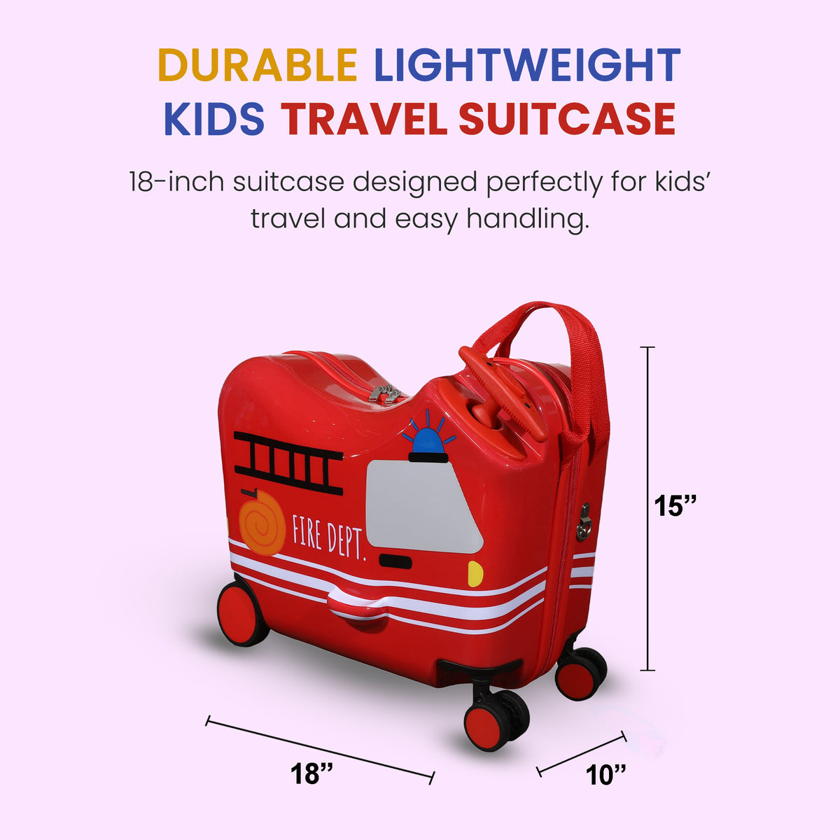 Fire Department Ride-On Firetruck Luggage For Kids Travel