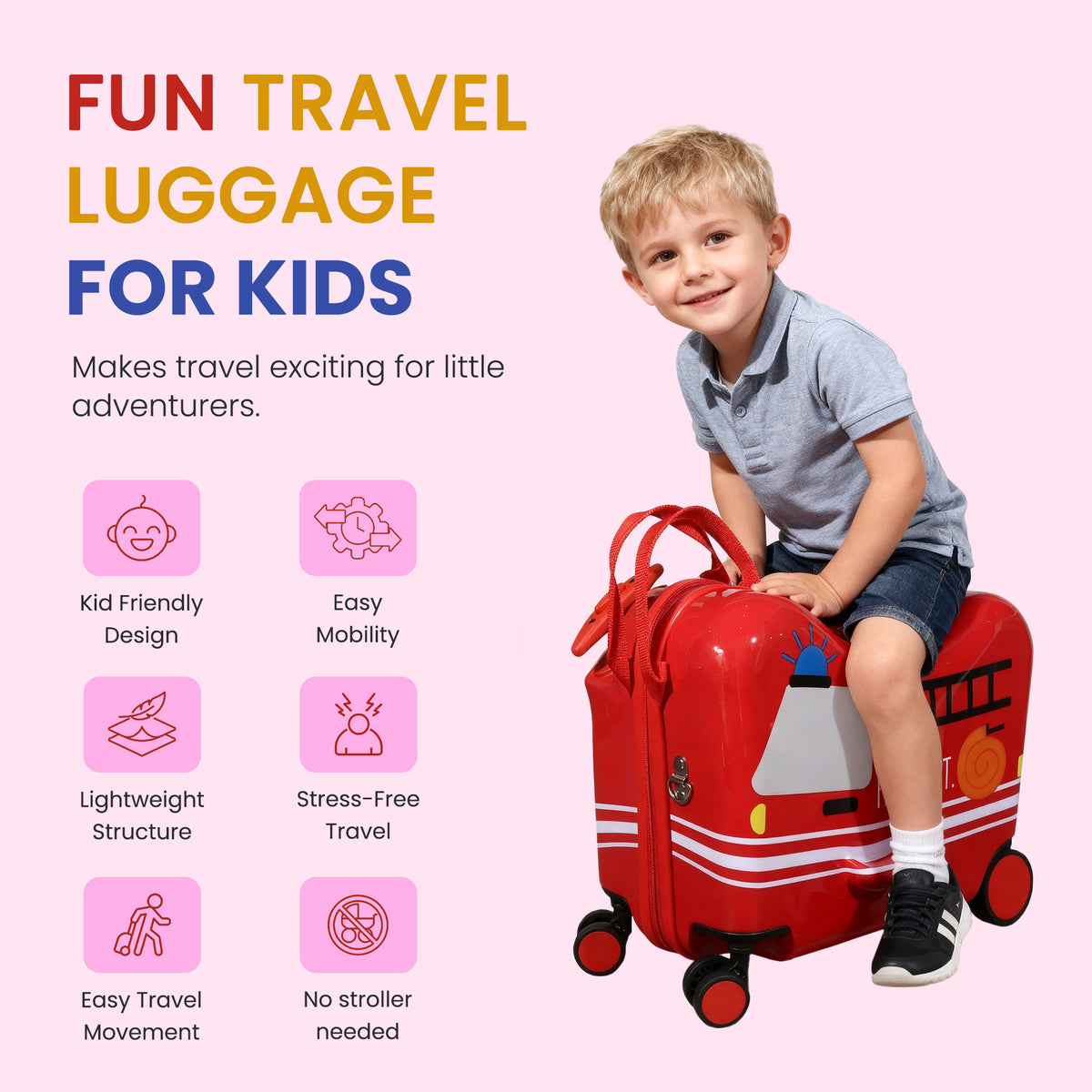 Fire Department Ride-On Firetruck Luggage For Kids Travel