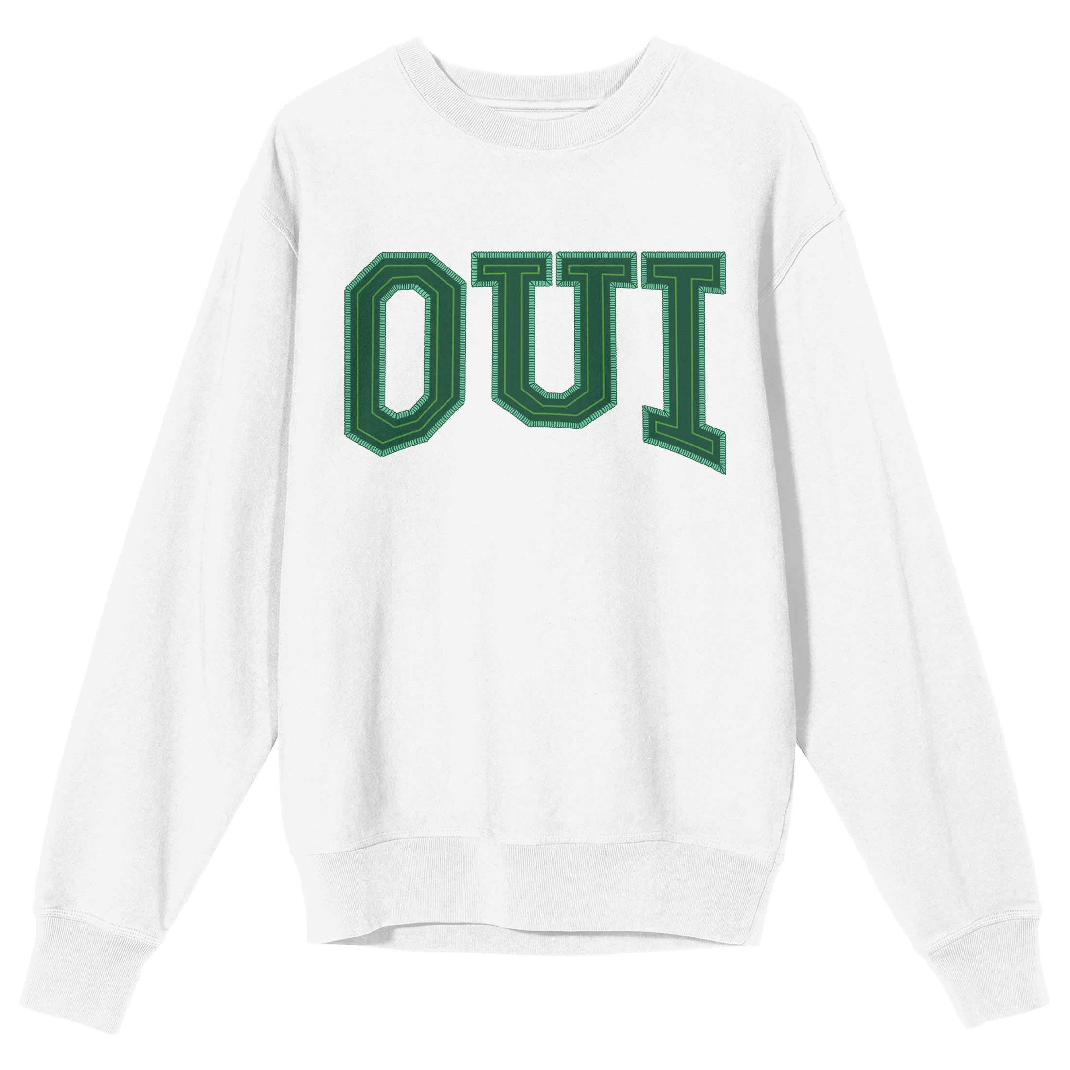 French Oui Adult White Crew Neck Sweatshirt