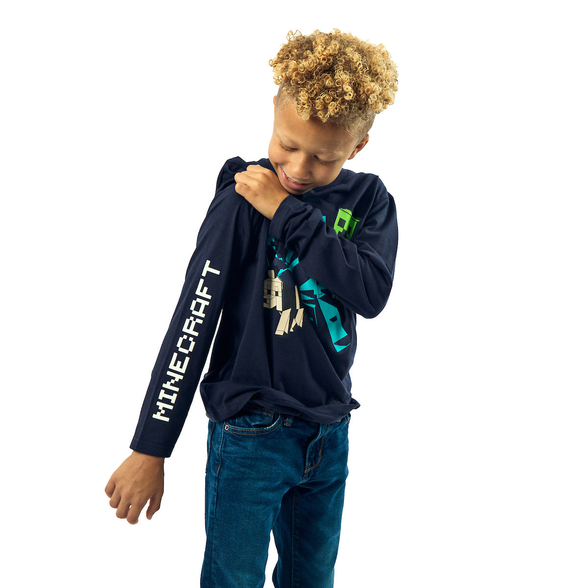 Minecraft Action Shots Youth 2-Pack Crew Neck Long Sleeve and Short Sleeve Tee