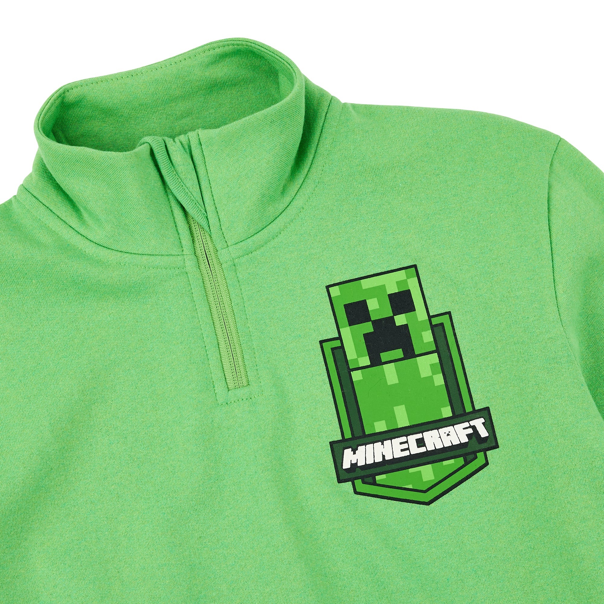 Minecraft Creeper Jumper Youth Boy Green Quarter Zip Sweatshirt