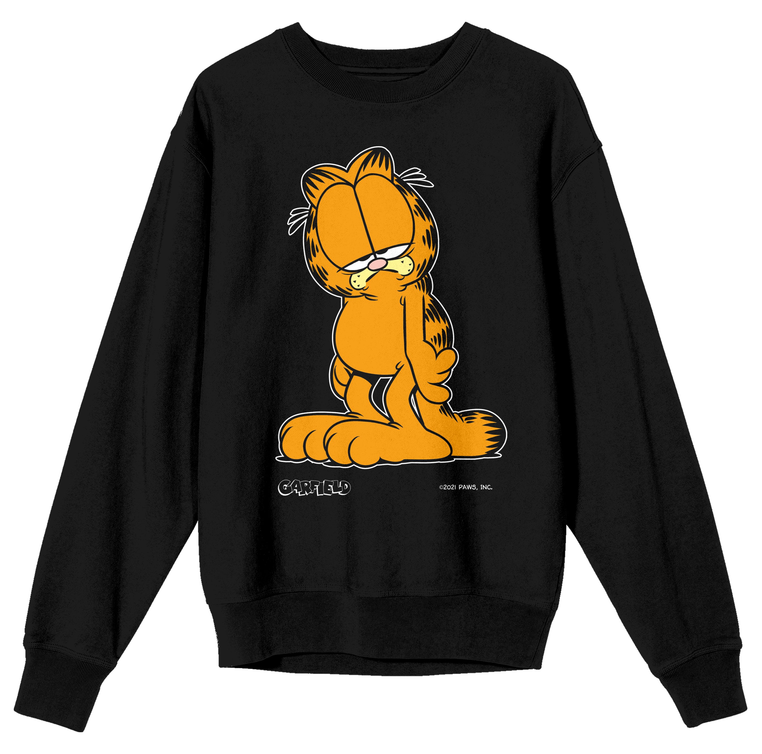 Grumpy Garfield Women's Black Crewneck Fleece Sweatshirt
