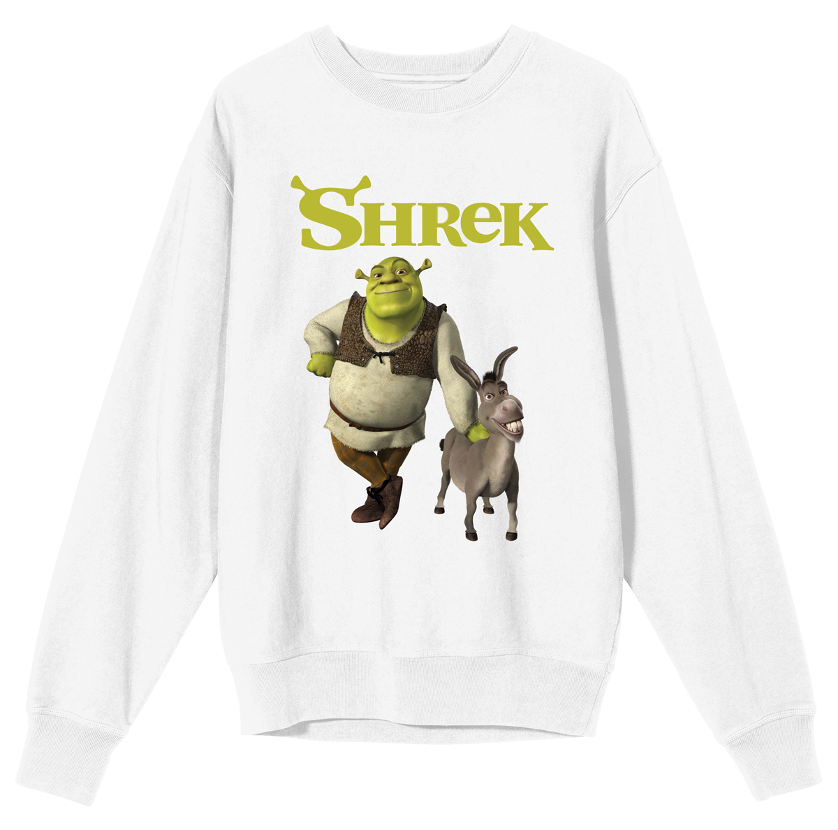Shrek Donkey & Shrek Crew Neck Long Sleeve White Unisex Sweatshirt