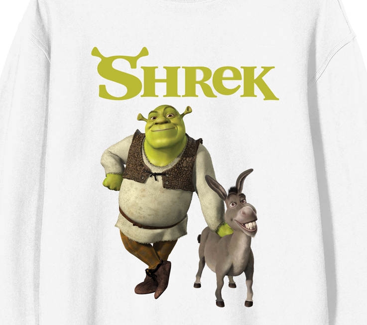 Shrek Donkey & Shrek Crew Neck Long Sleeve White Unisex Sweatshirt