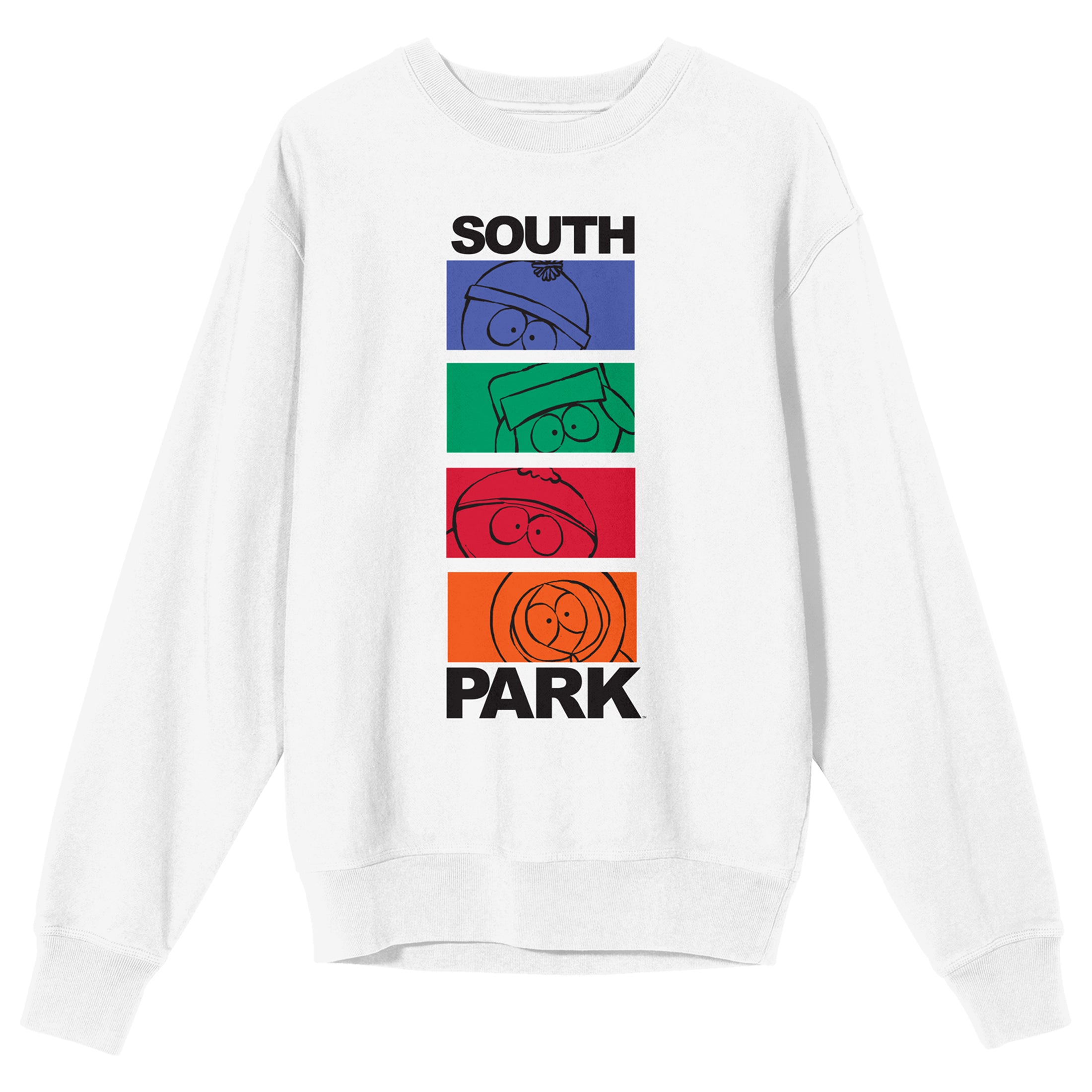South Park Sketch Art Crew Neck Long Sleeve White Adult Sweatshirt
