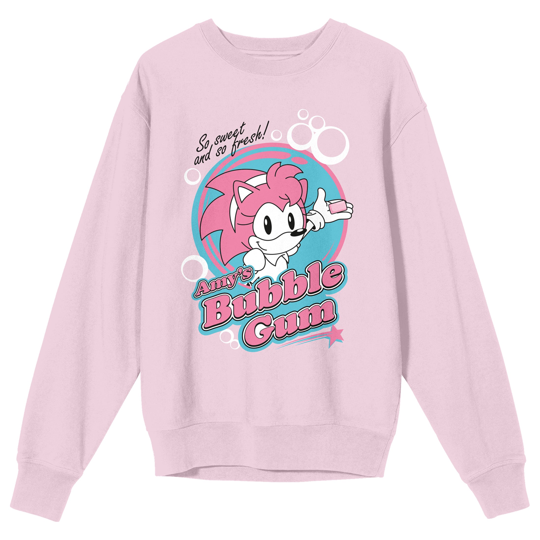 Sonic The Hedgehog Amy's Bubblegum Logo Crew Neck Long Sleeve Cradle Pink Women's Sweatshirt