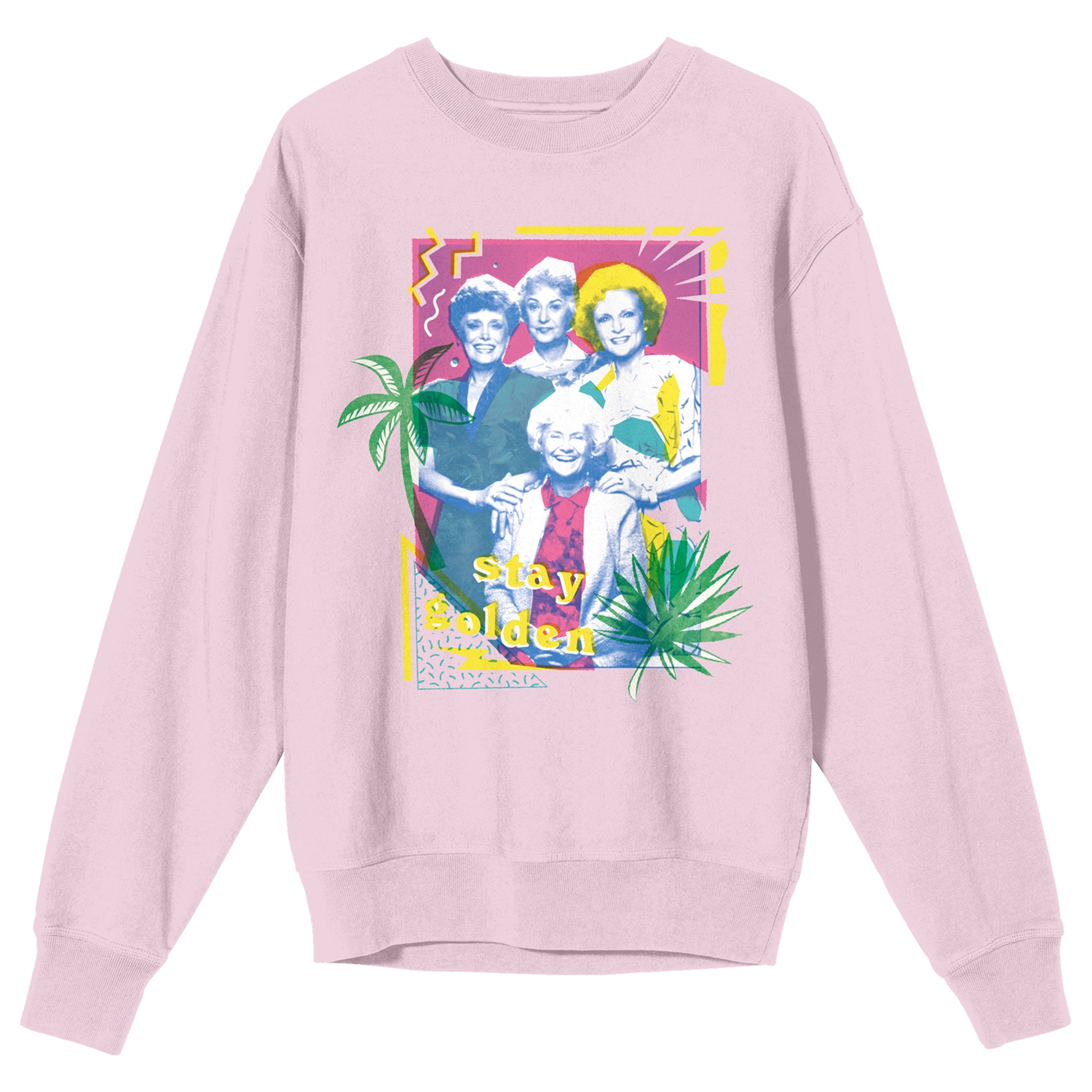 Golden Girls Pastel Art Crew Neck Long Sleeve Cradle Pink Women's Sweatshirt