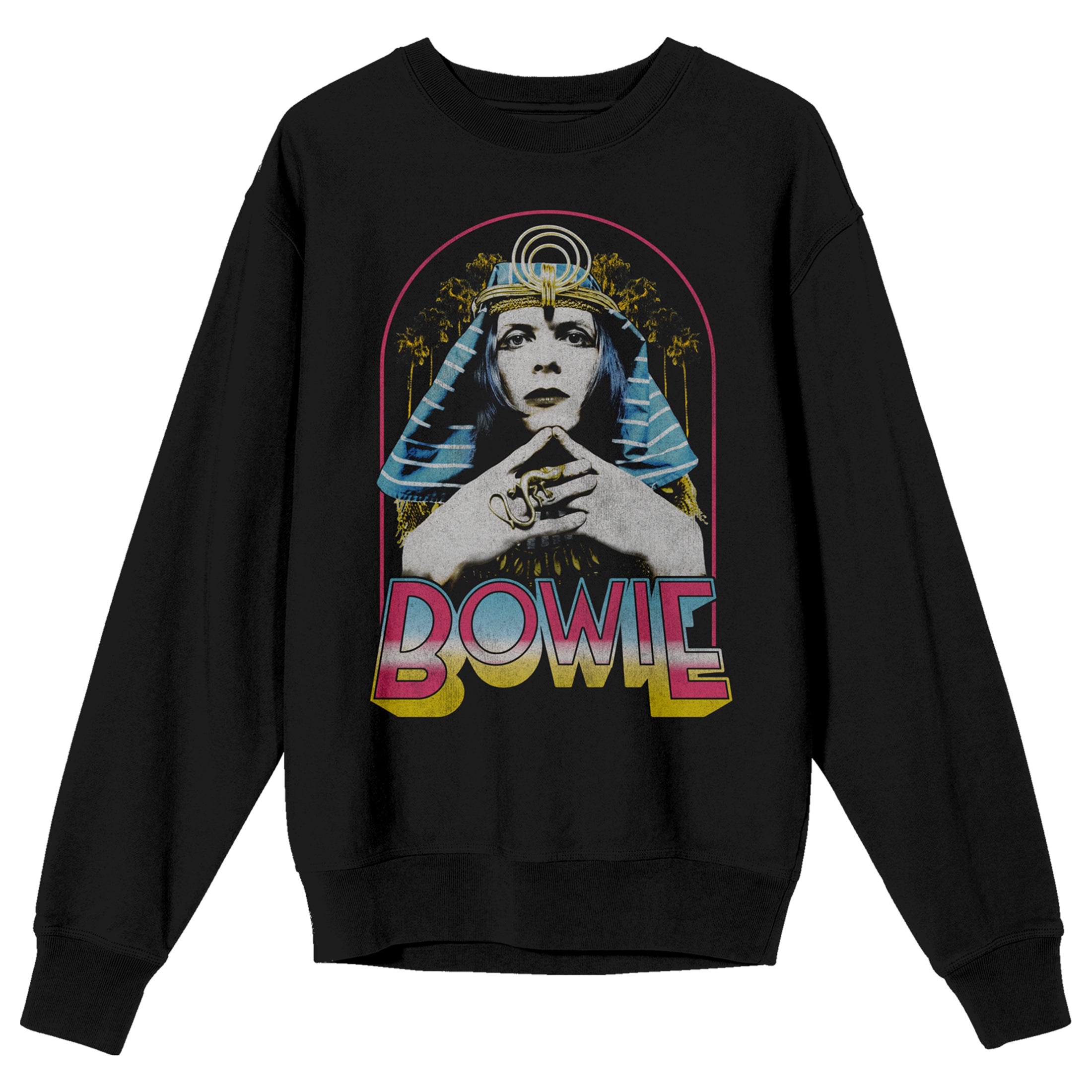 David Bowie Egyptian Style Adult Black Crew Neck Sweatshirt