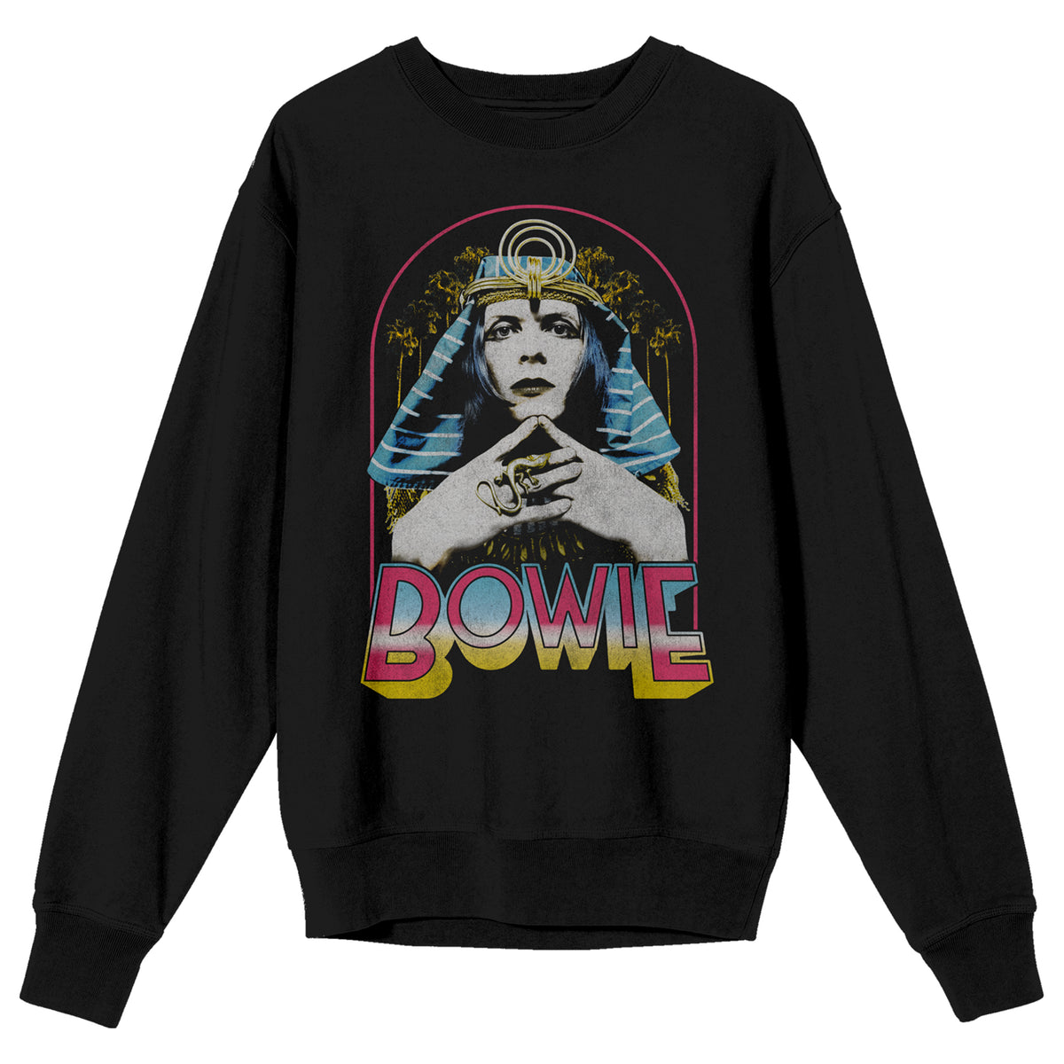 David Bowie Egyptian Style Adult Black Crew Neck Sweatshirt